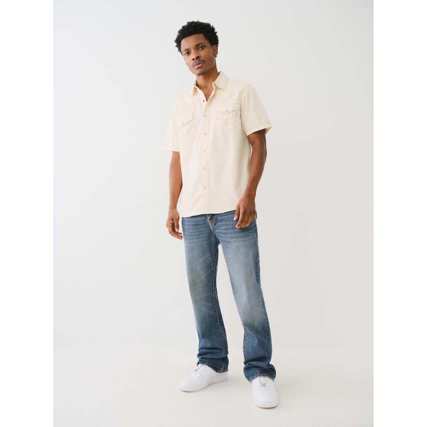 Bianco invernale - True Religion - Short Sleeve Dyed Western Shirt Mens - 4