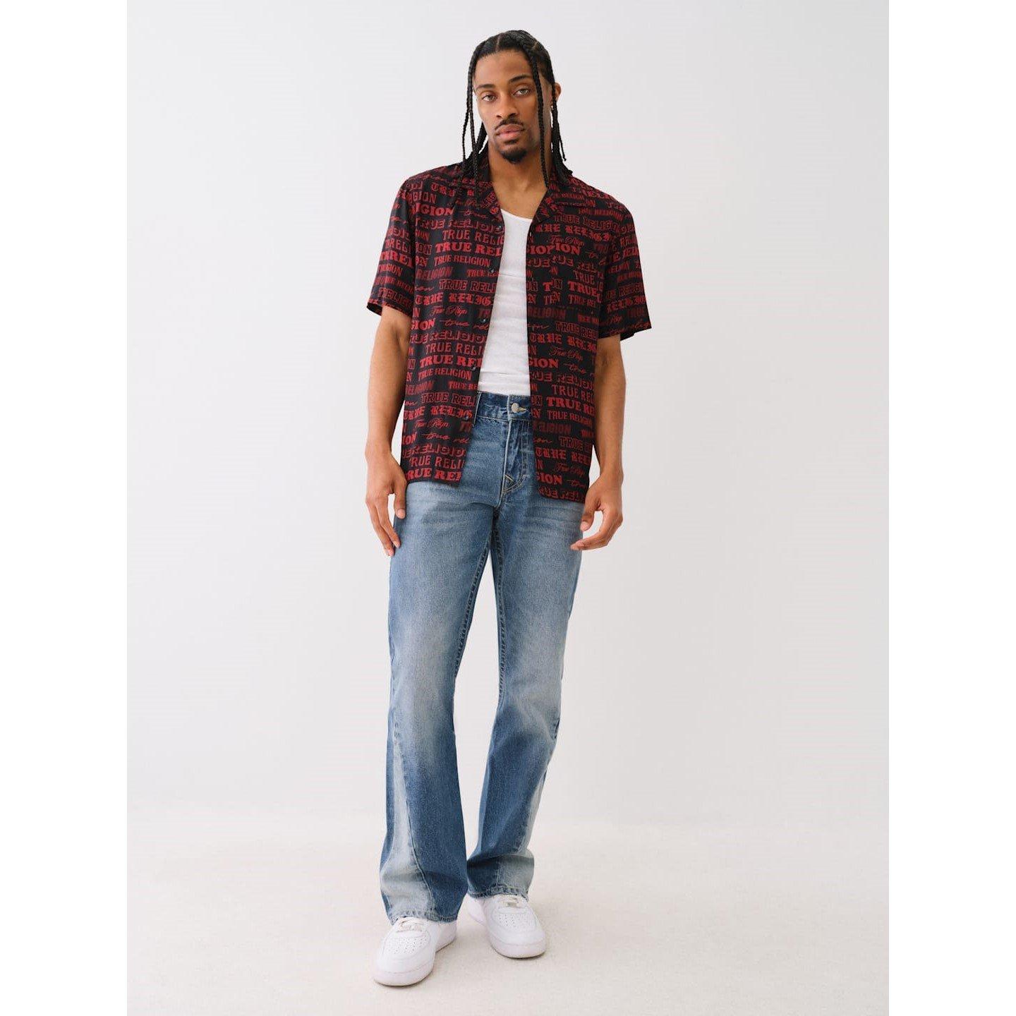 Nero Jet - True Religion - Camp Collar Short-Sleeve Plain Shirt - 4