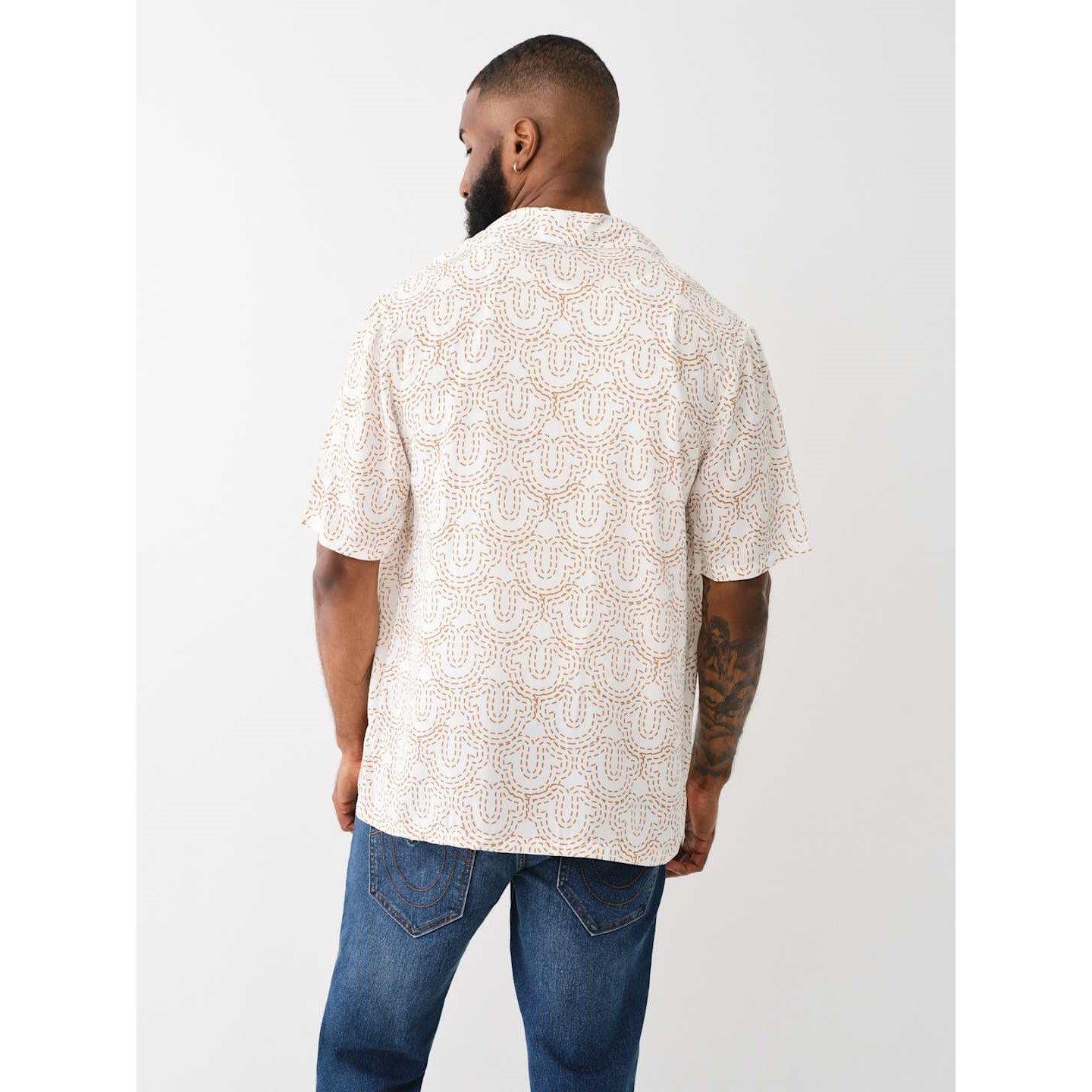 Optic White - True Religion - Camp Collar Short-Sleeve Plain Shirt - 2