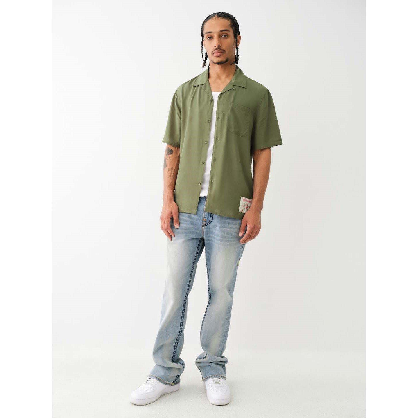 Kalamata - True Religion - Camp Collar Short-Sleeve Plain Shirt - 4