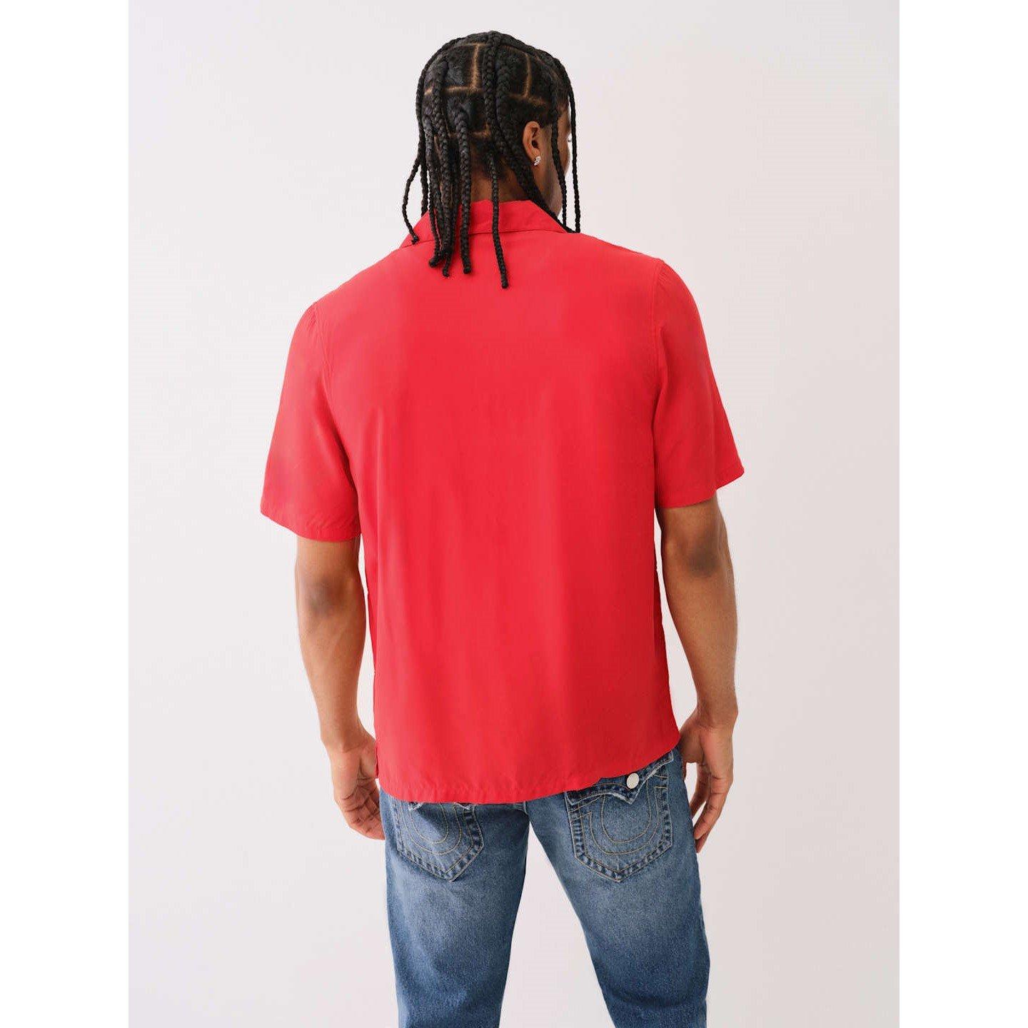 Lava - True Religion - Camp Collar Short-Sleeve Plain Shirt - 2