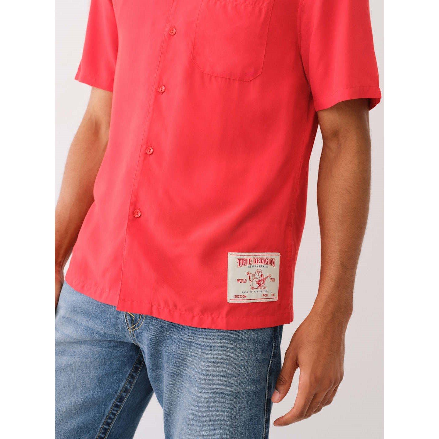 Lava - True Religion - Camp Collar Short-Sleeve Plain Shirt - 3