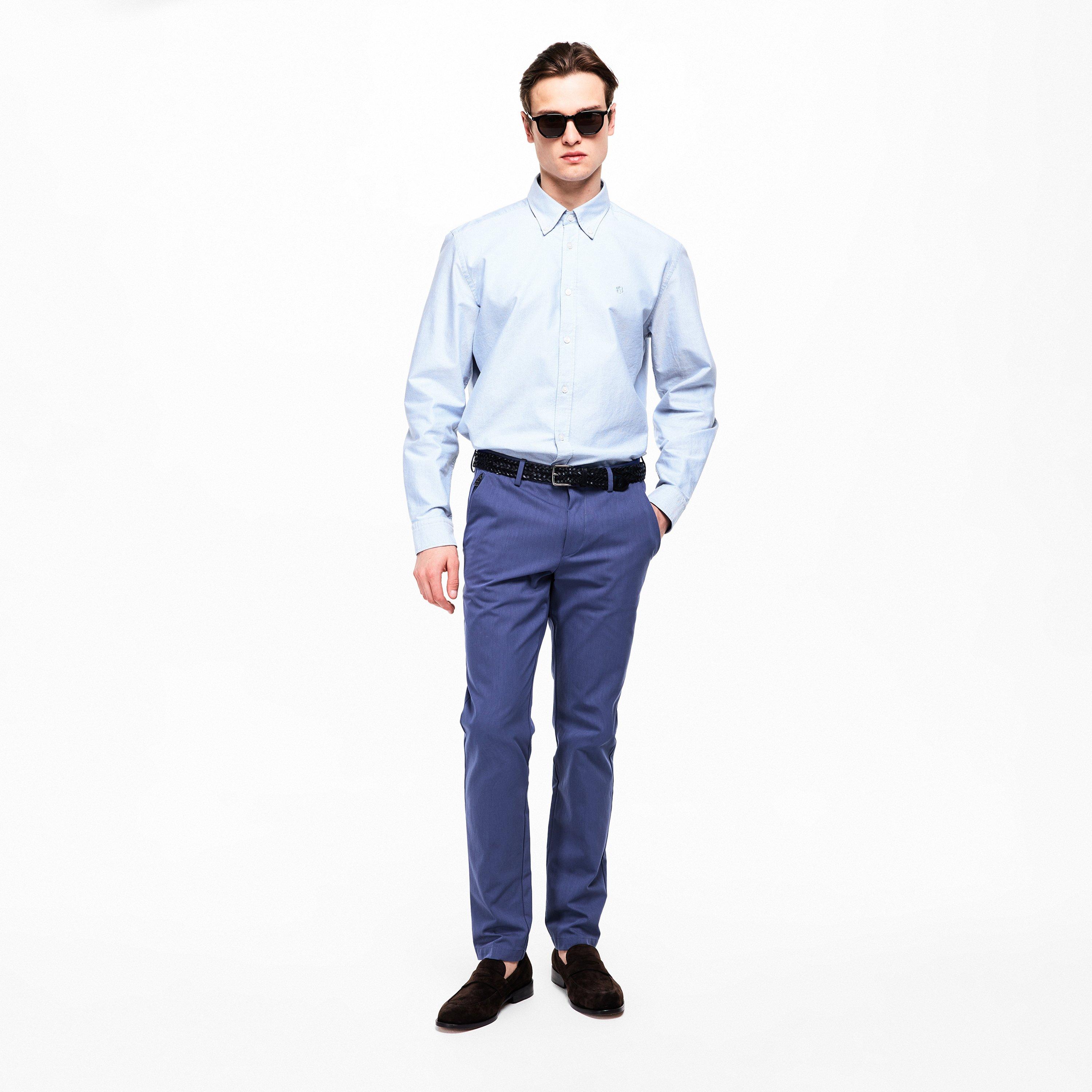 Pastel Blue - Boss - Men's Long Sleeve Oxford Shirt - 6