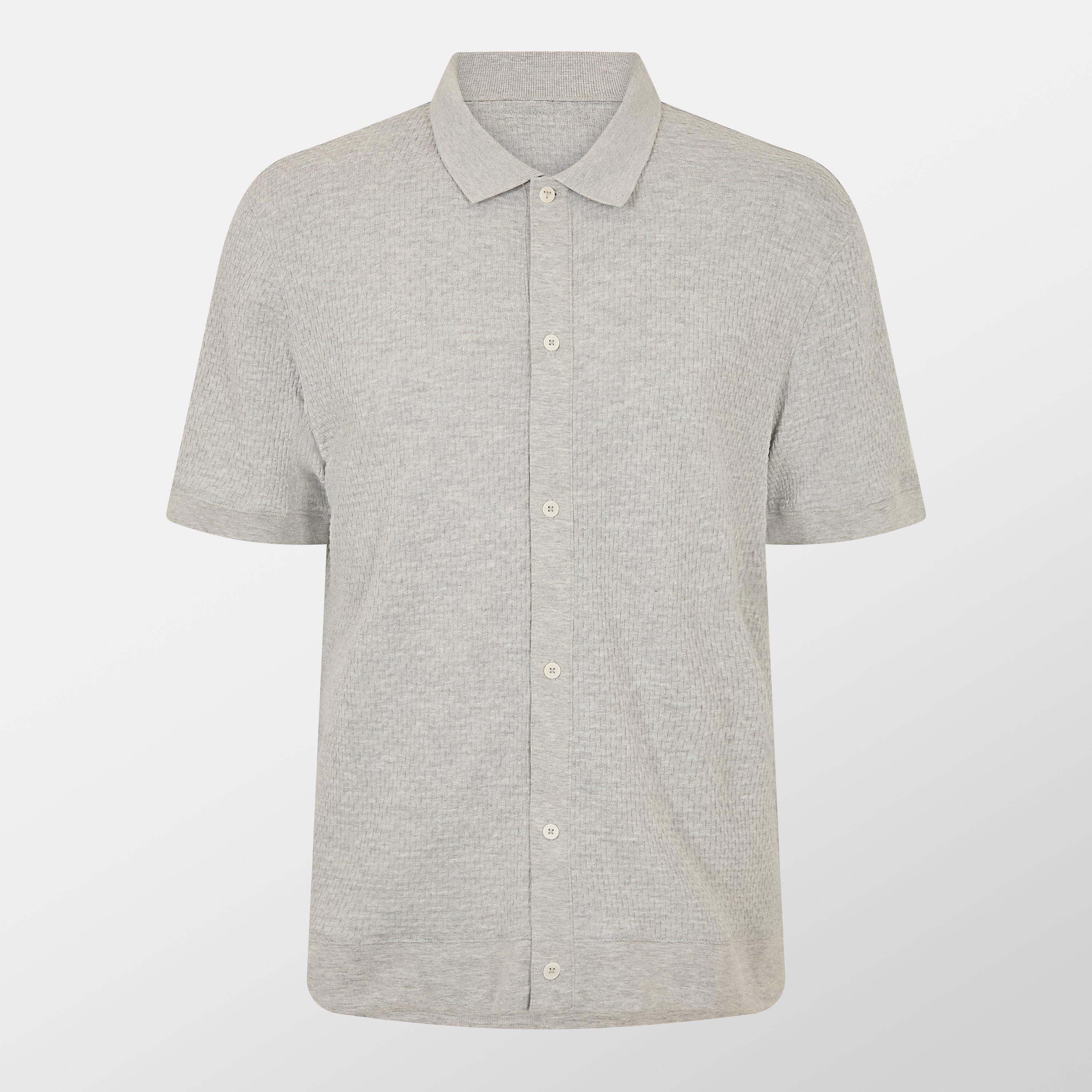 Lt-Grey - Ted Baker - Men's Short-Sleeve Plain Shirt - 1