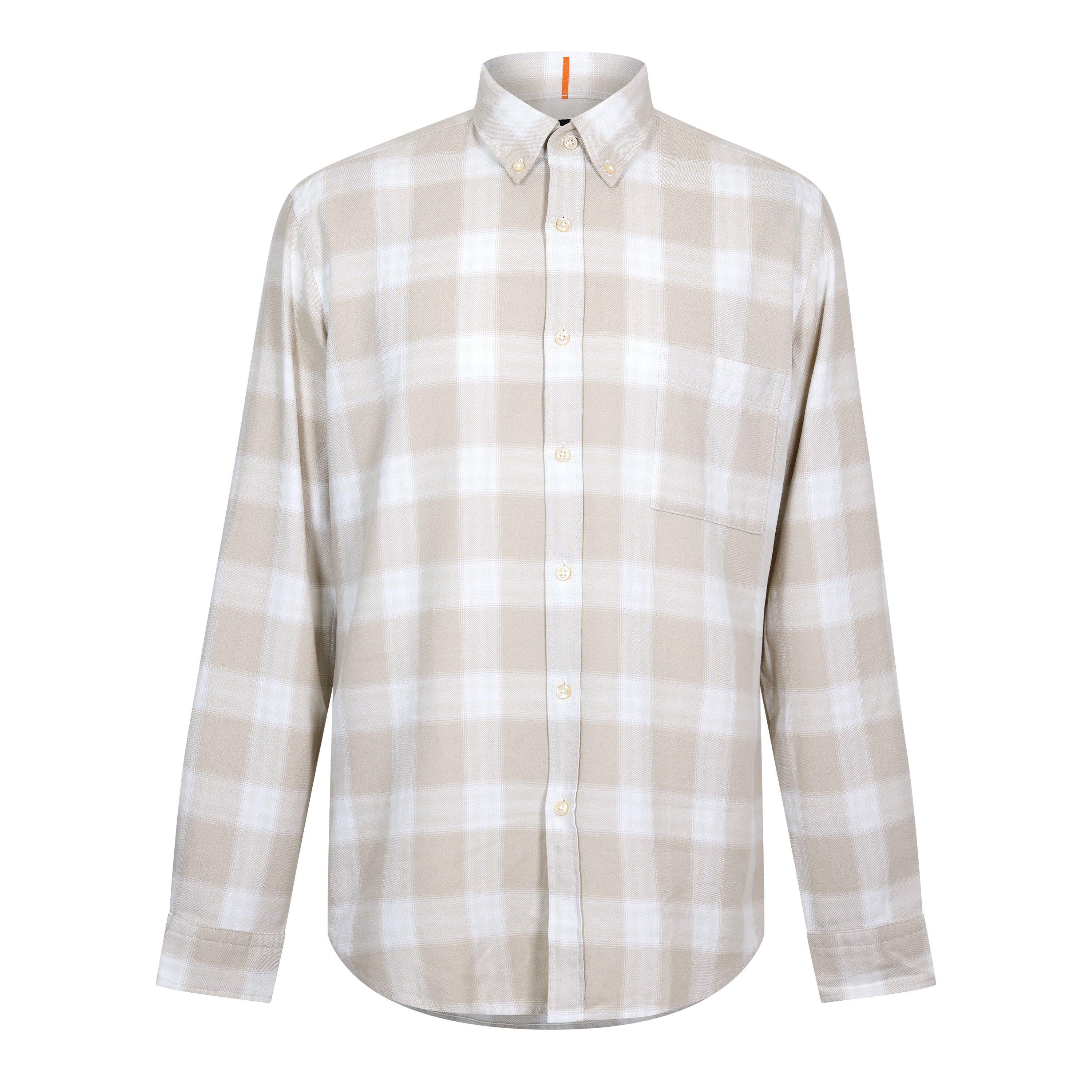 Boss Men's Check Shirt, Eye-Catching Print - Light Beige - XL