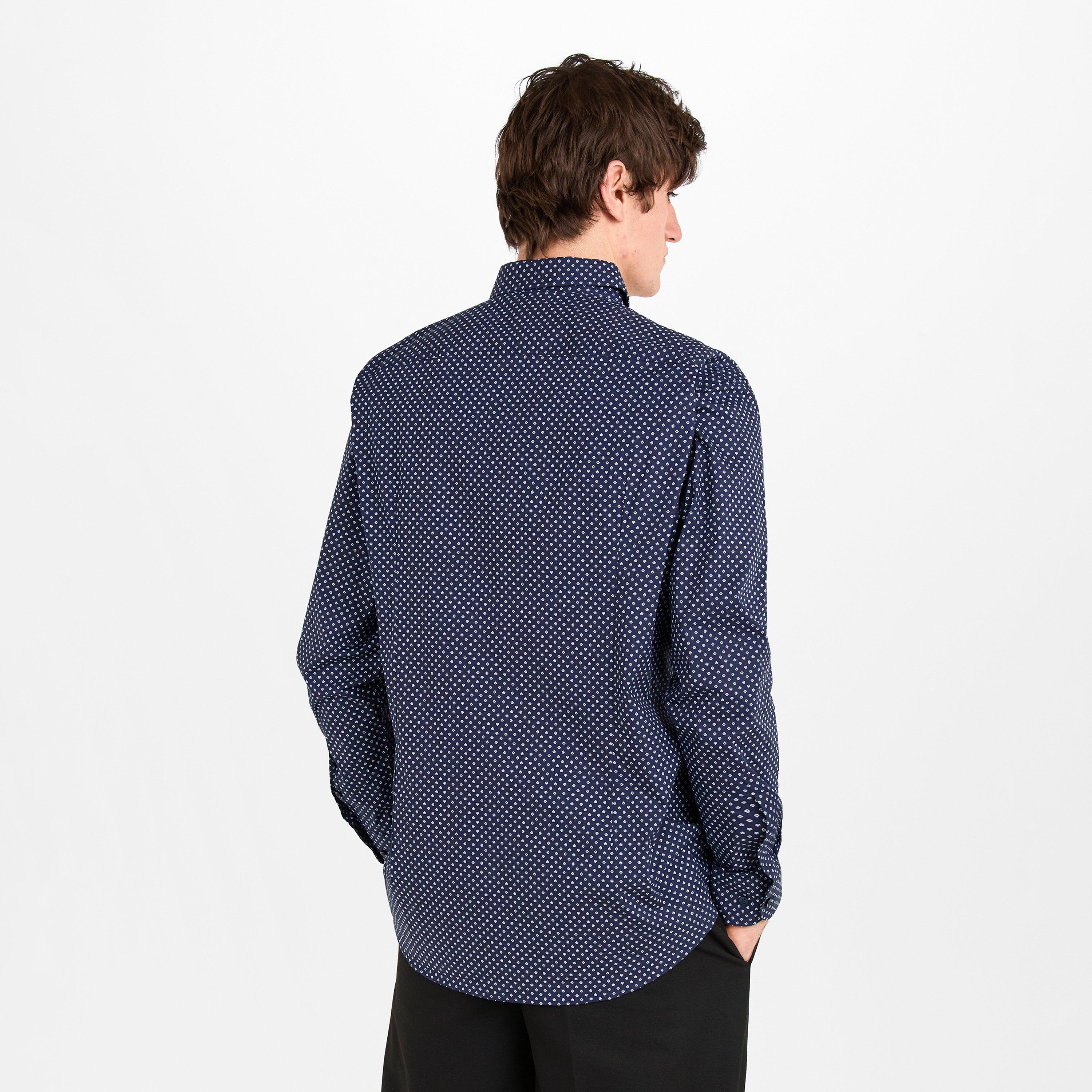 Dark Blue 404 - Boss - Men's Hank Kent Long-Sleeve Patterned Shirt - 4