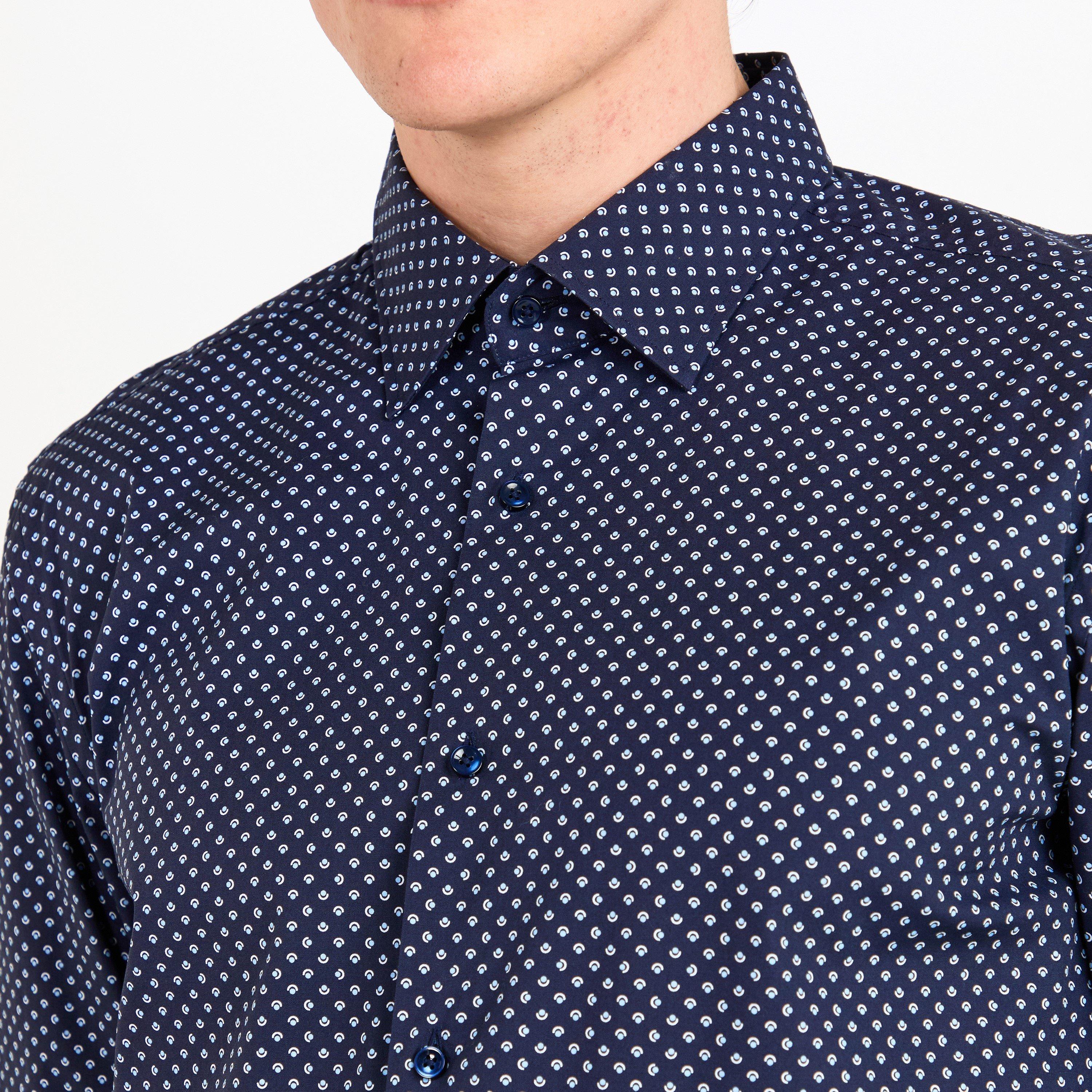 Dark Blue 404 - Boss - Men's Hank Kent Long-Sleeve Patterned Shirt - 5