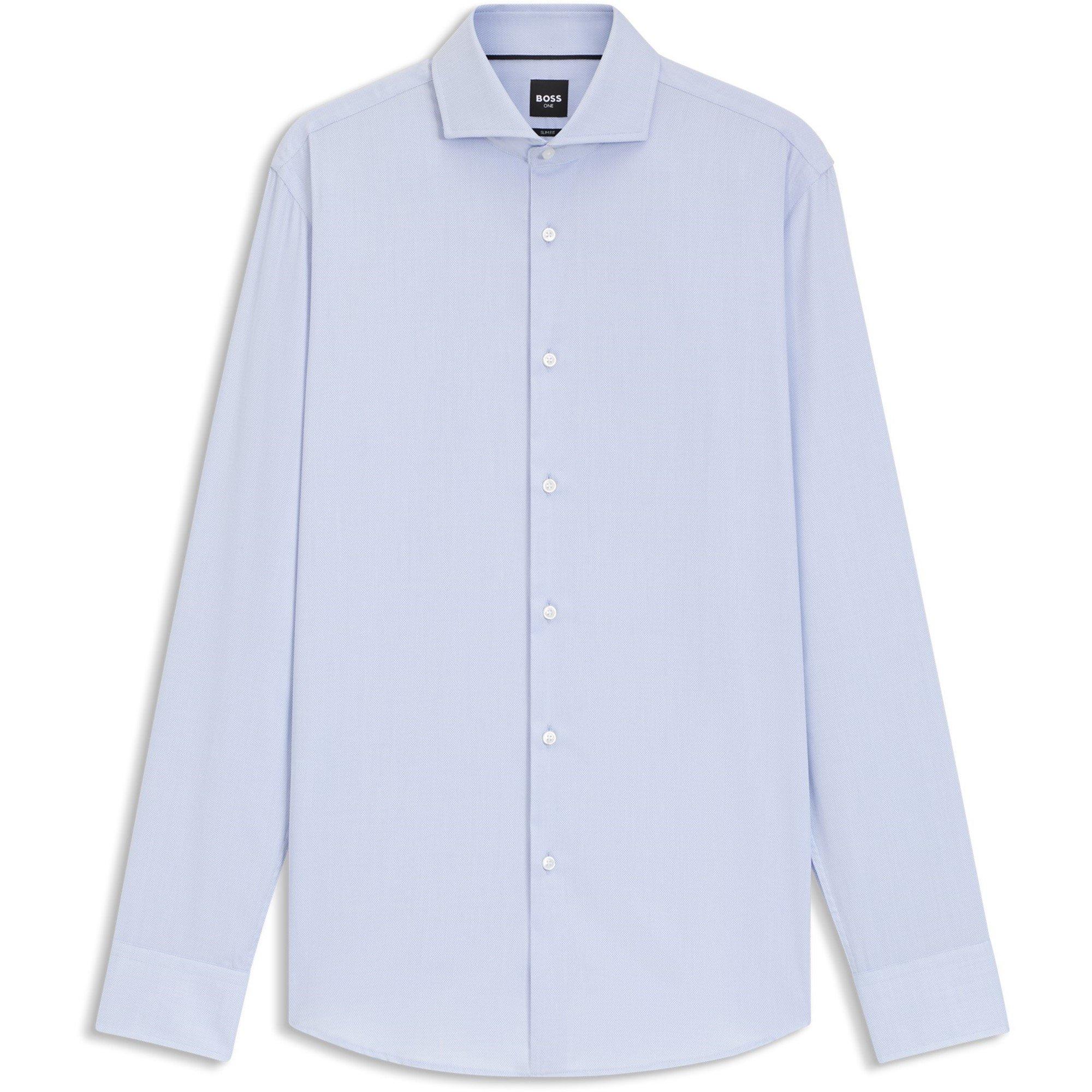 Light Blue 450 - Boss - Men's Hank Long Sleeve Spread Collar Shirt - 1