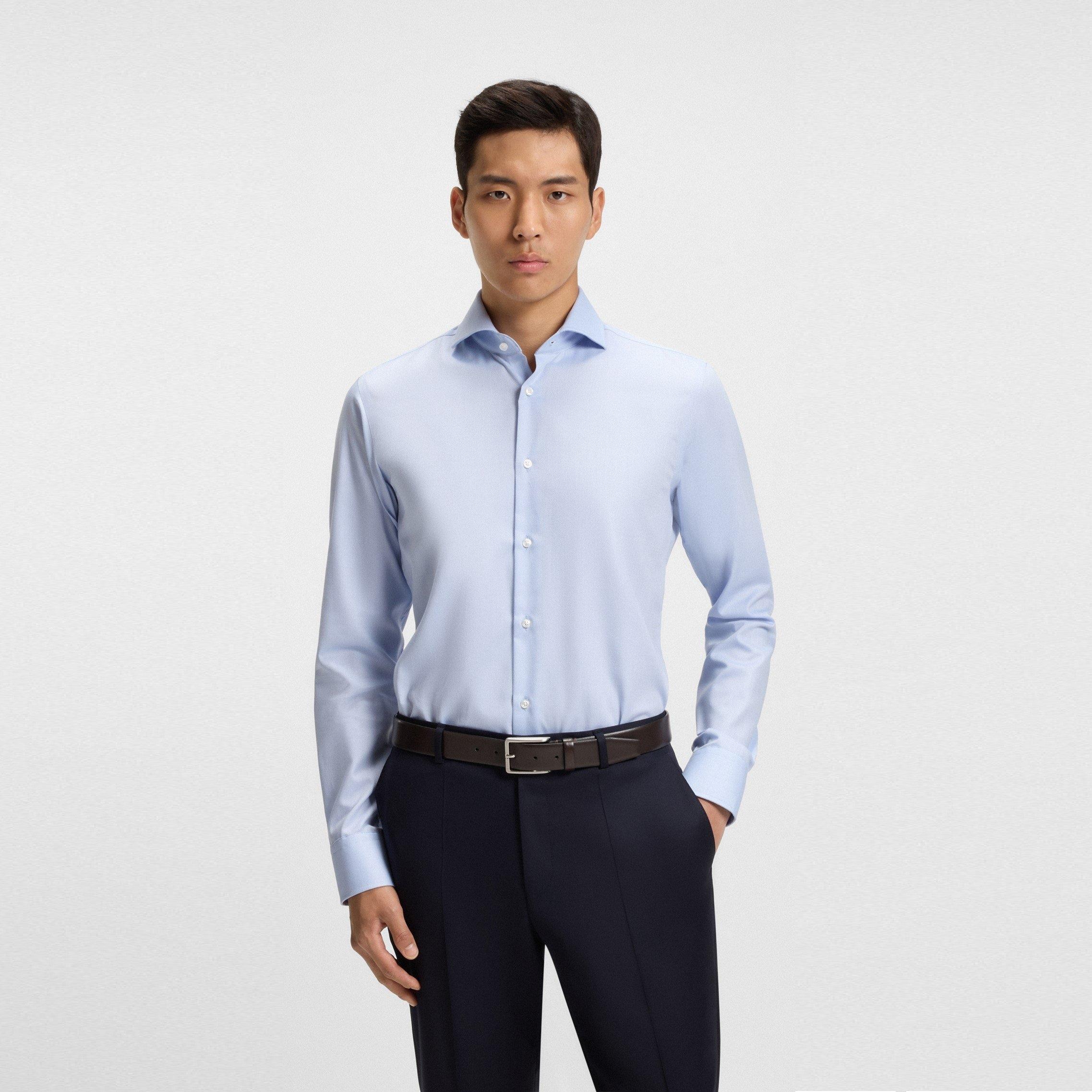 Light Blue 450 - Boss - Men's HBB Hank Spr 253 Long-Sleeve Button-up Casual Shirt - 2