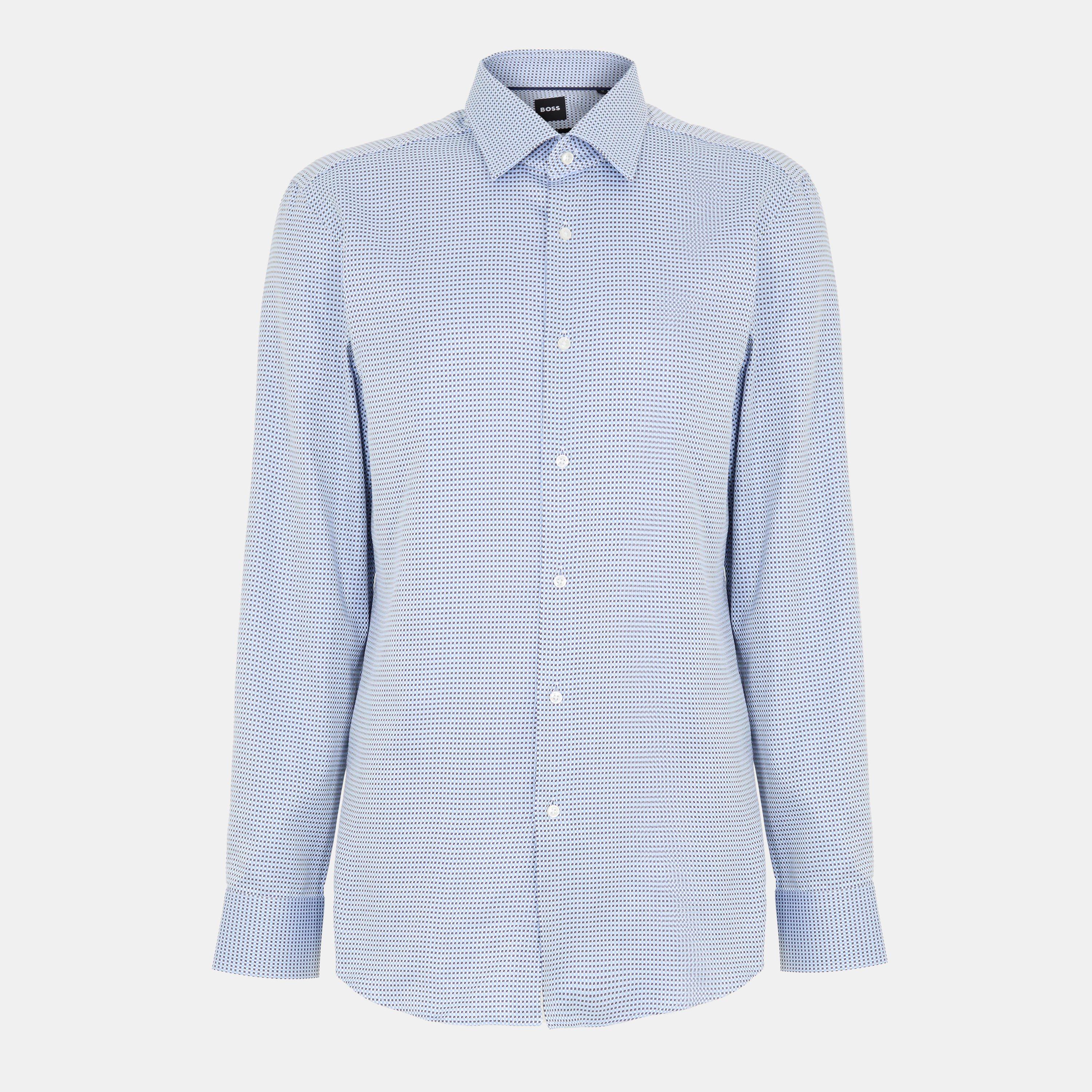 Light Blue 450 - Boss - Men's H-Hank-Kent-C1-214 Long Sleeve Tailored Fit Shirt - 1