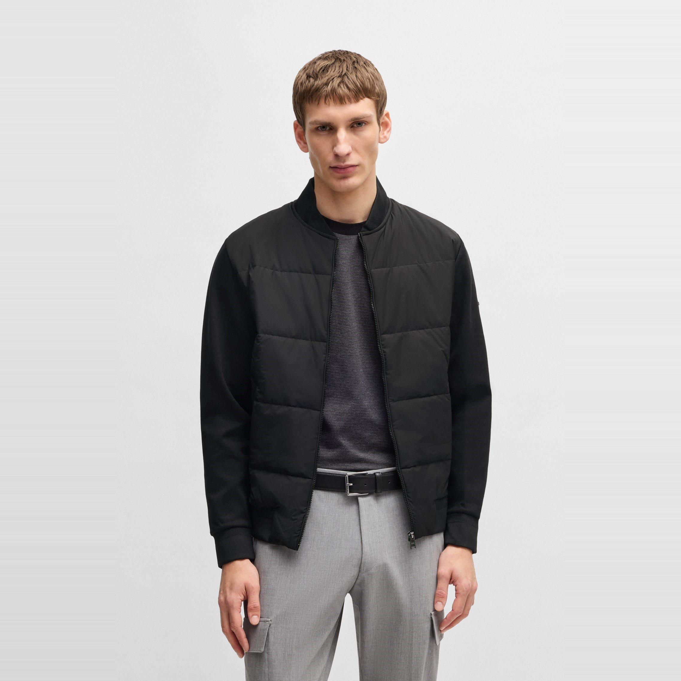 Black 001 - Boss - Men's HBB Skiles100 Full Zipped Sweatshirt, Padded Front, Pockets - 2