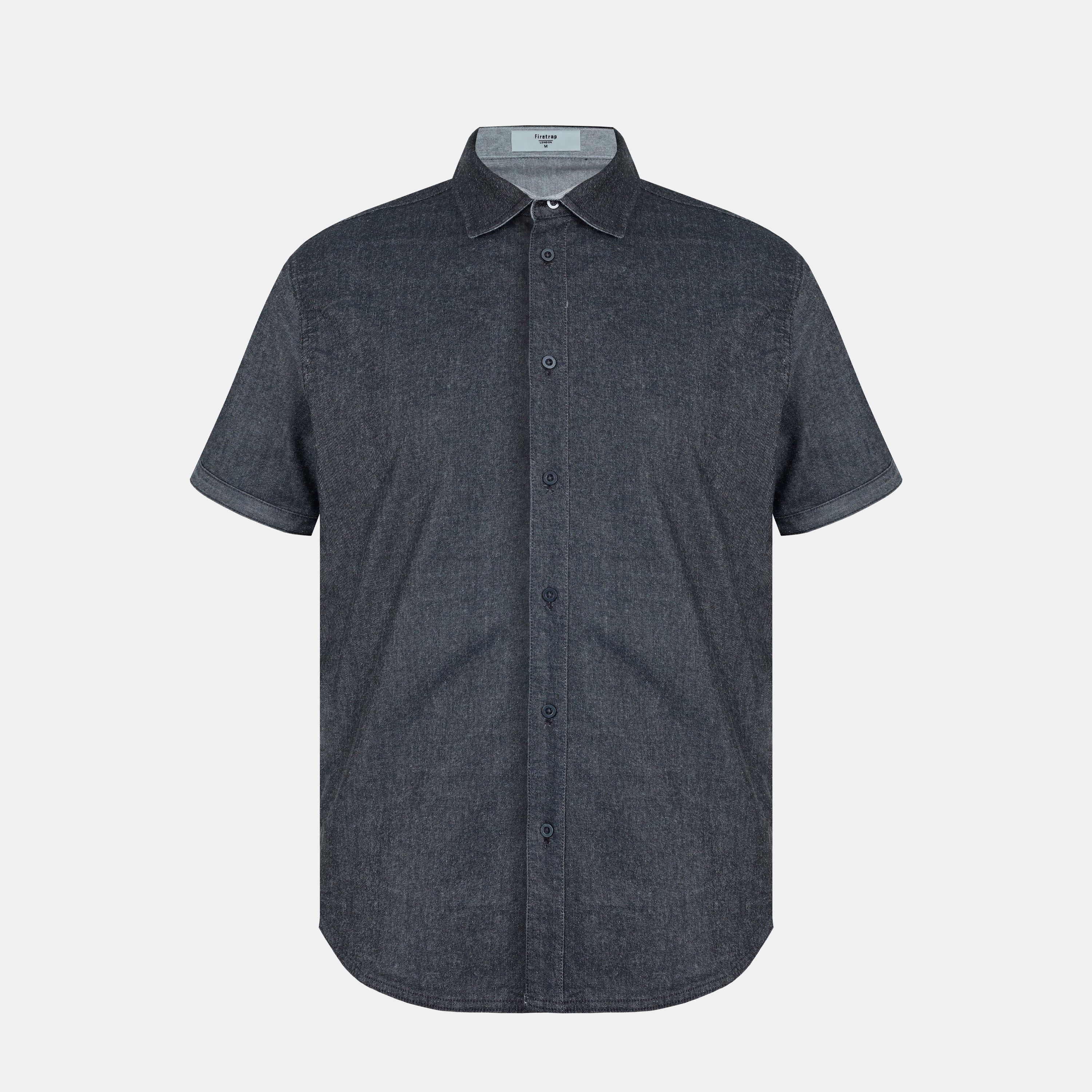 Grey - Firetrap - Men's Short-Sleeve Plain Shirt - 1