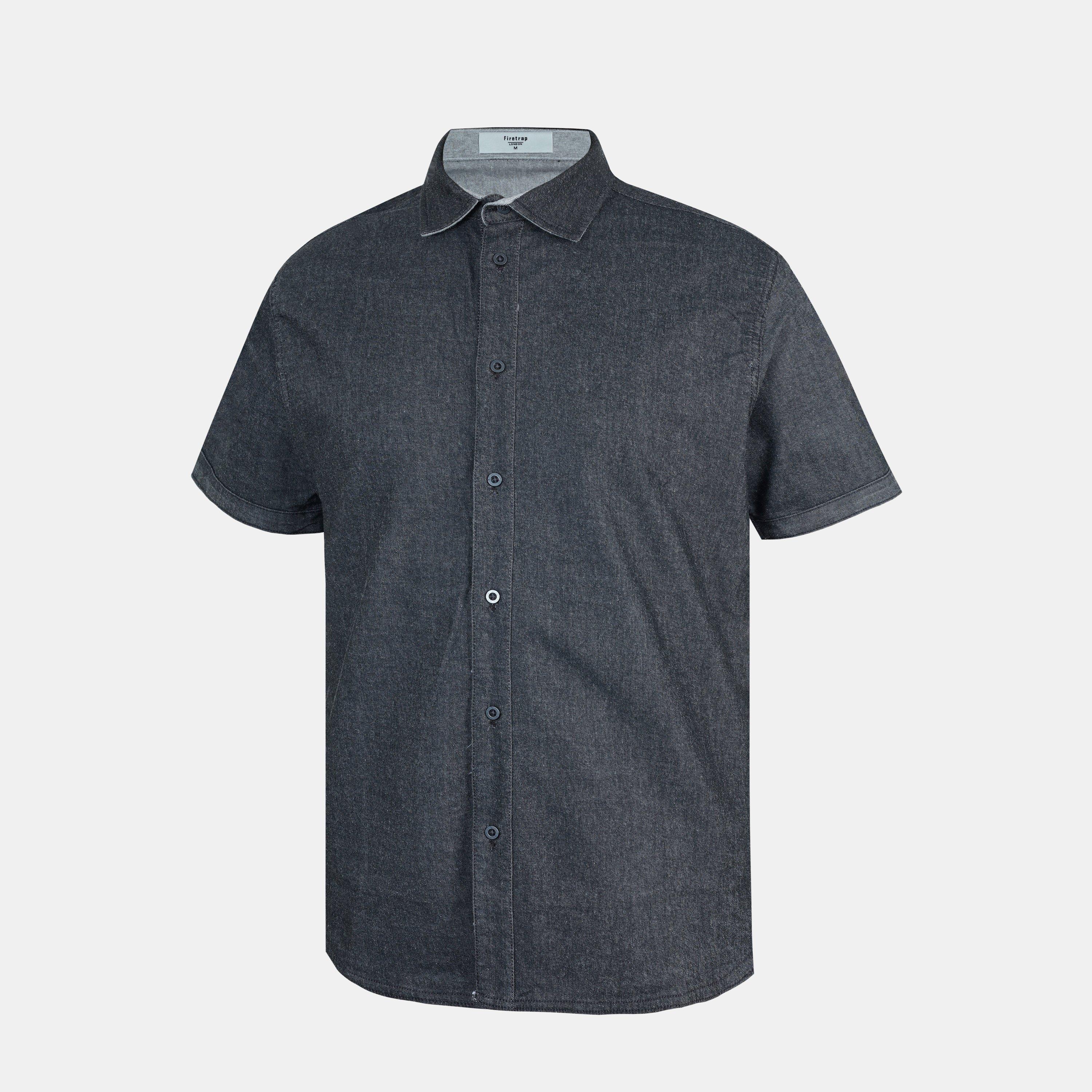 Grey - Firetrap - Short-Sleeve Plain Shirt - 3