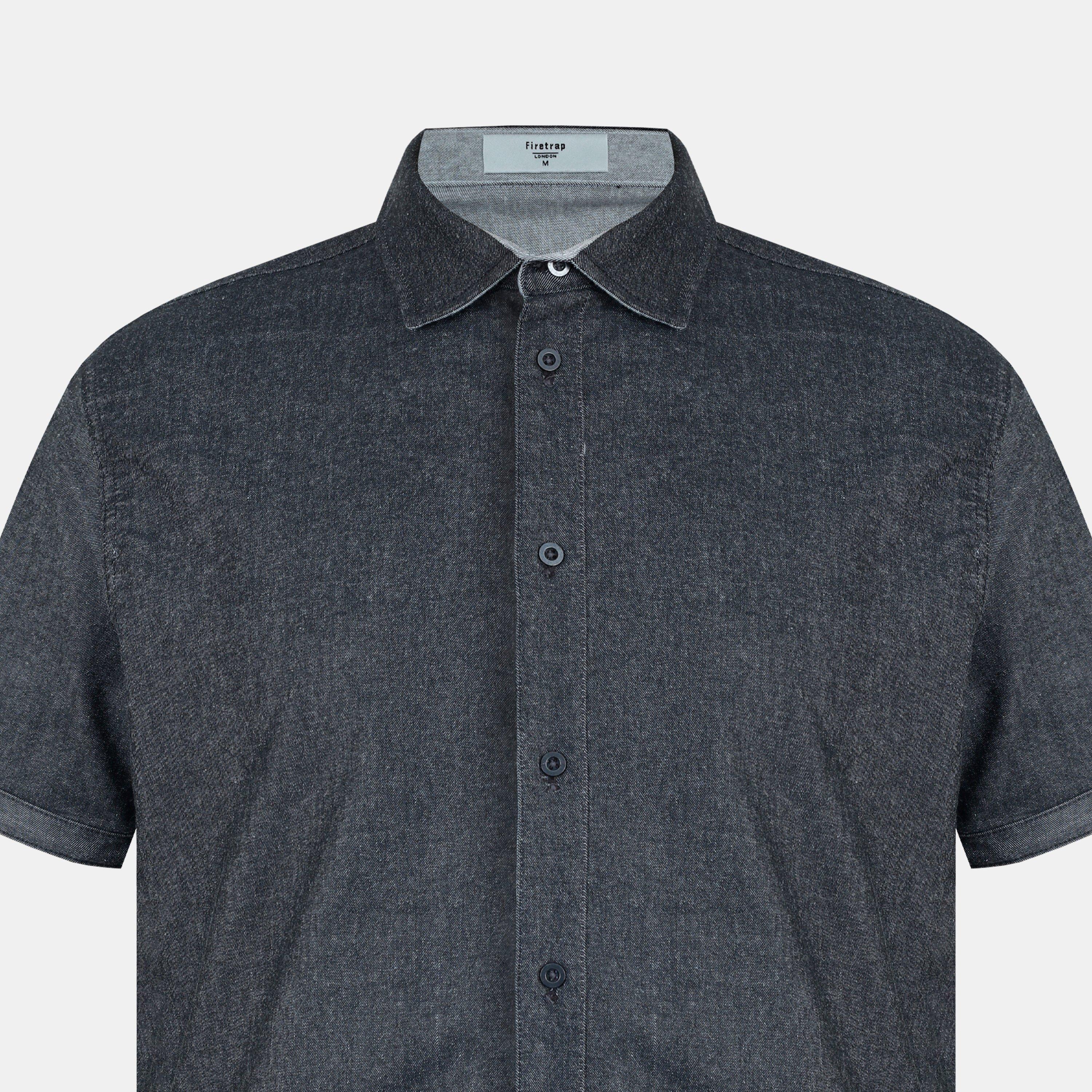 Grey - Firetrap - Short-Sleeve Plain Shirt - 4