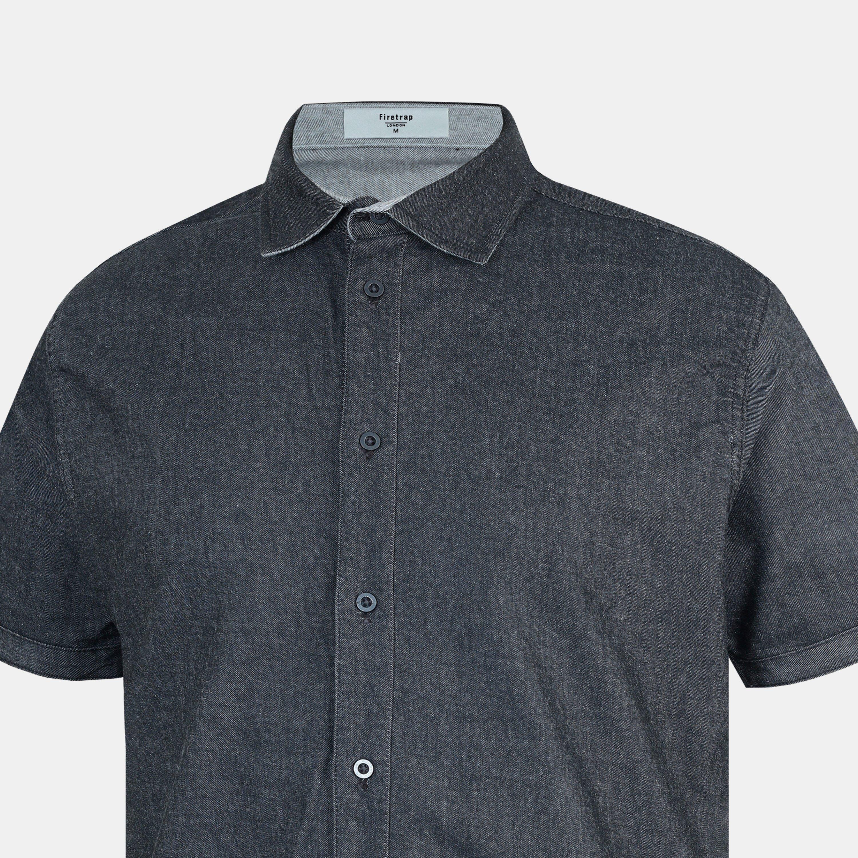 Grey - Firetrap - Short-Sleeve Plain Shirt - 5