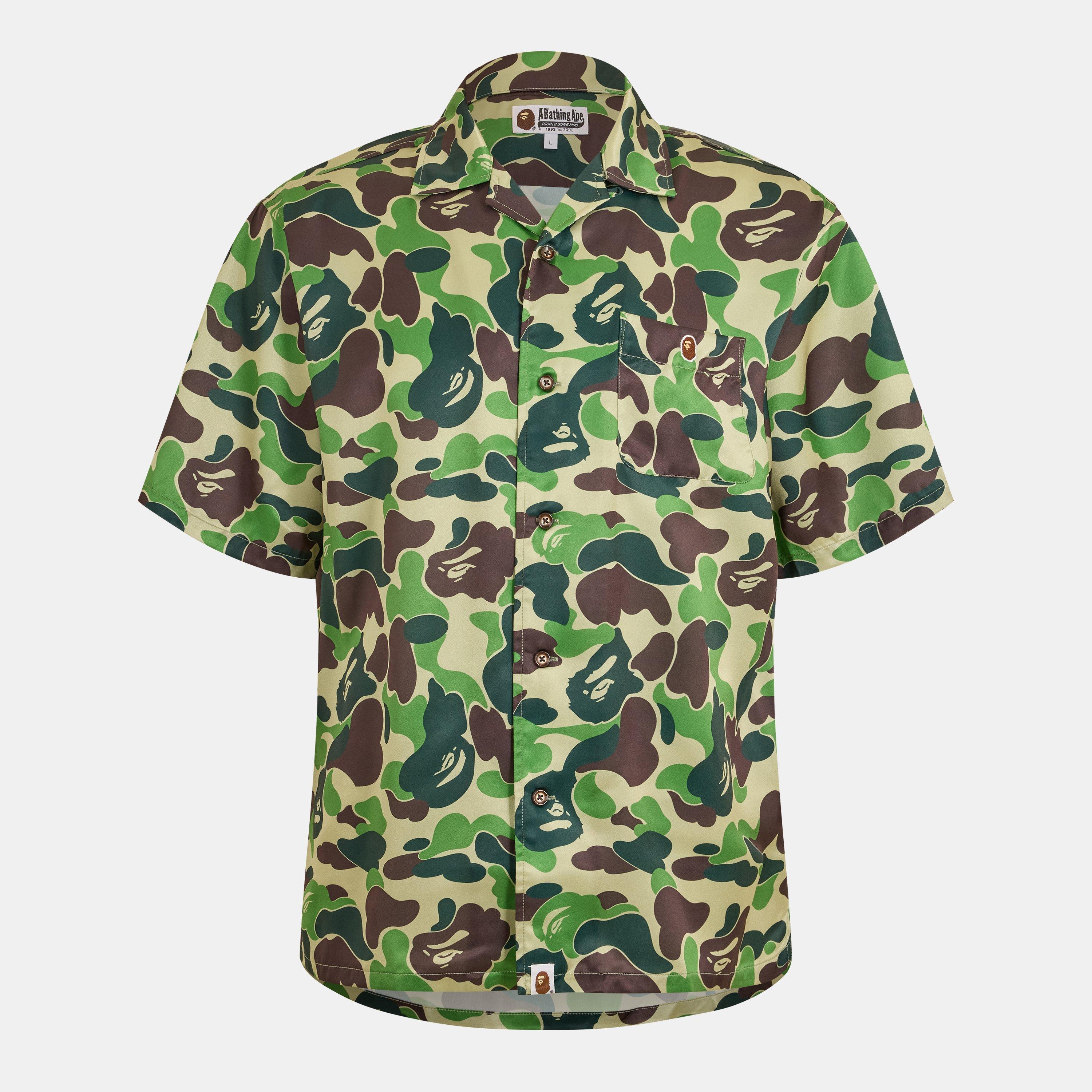 Green - A Bathing Ape - Men's Short Sleeve Patterned Relaxed Fit Shirt - 1