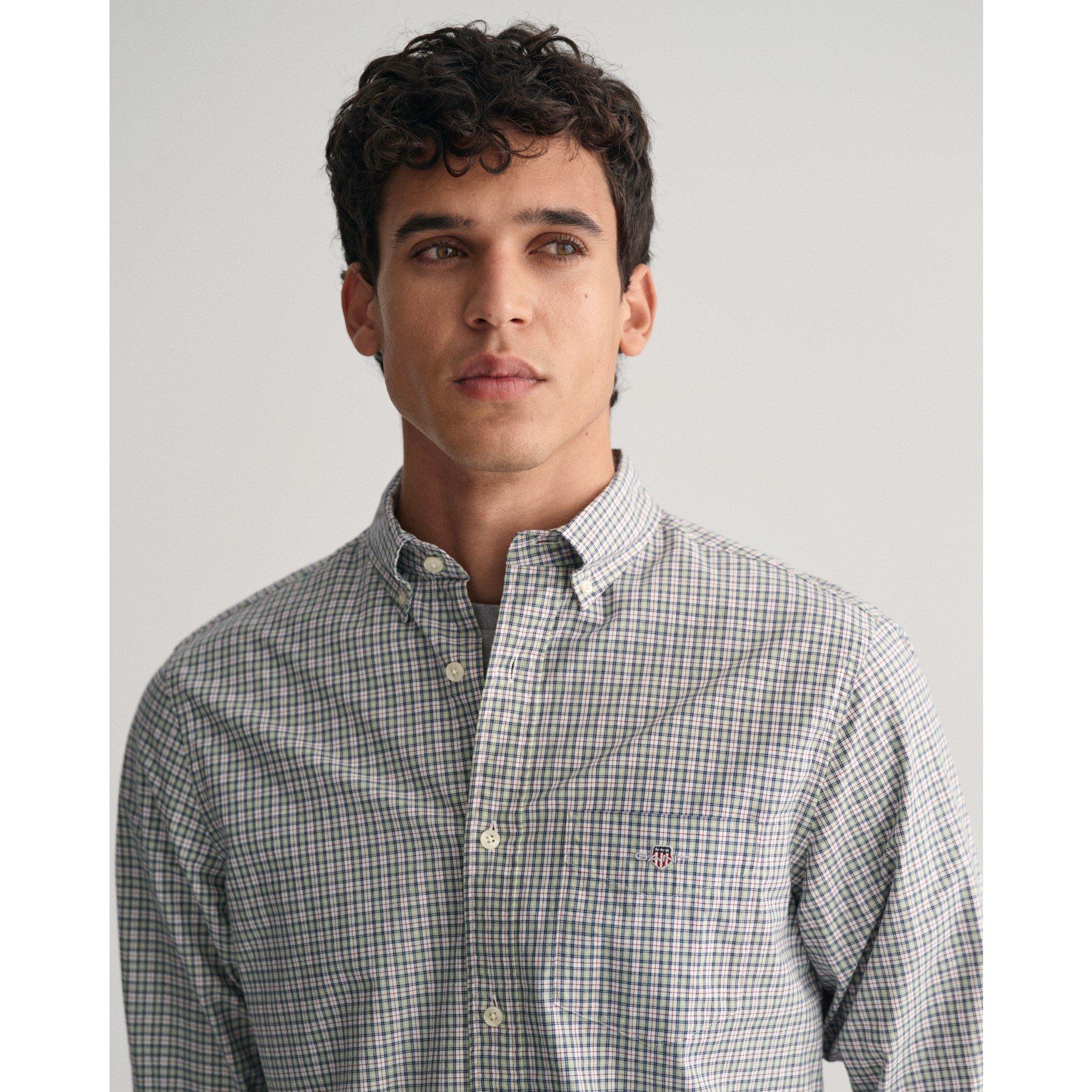 Melkachtige Matcha - Gant - Men's Micro Check Poplin Long-Sleeve Patterned Shirt - 4