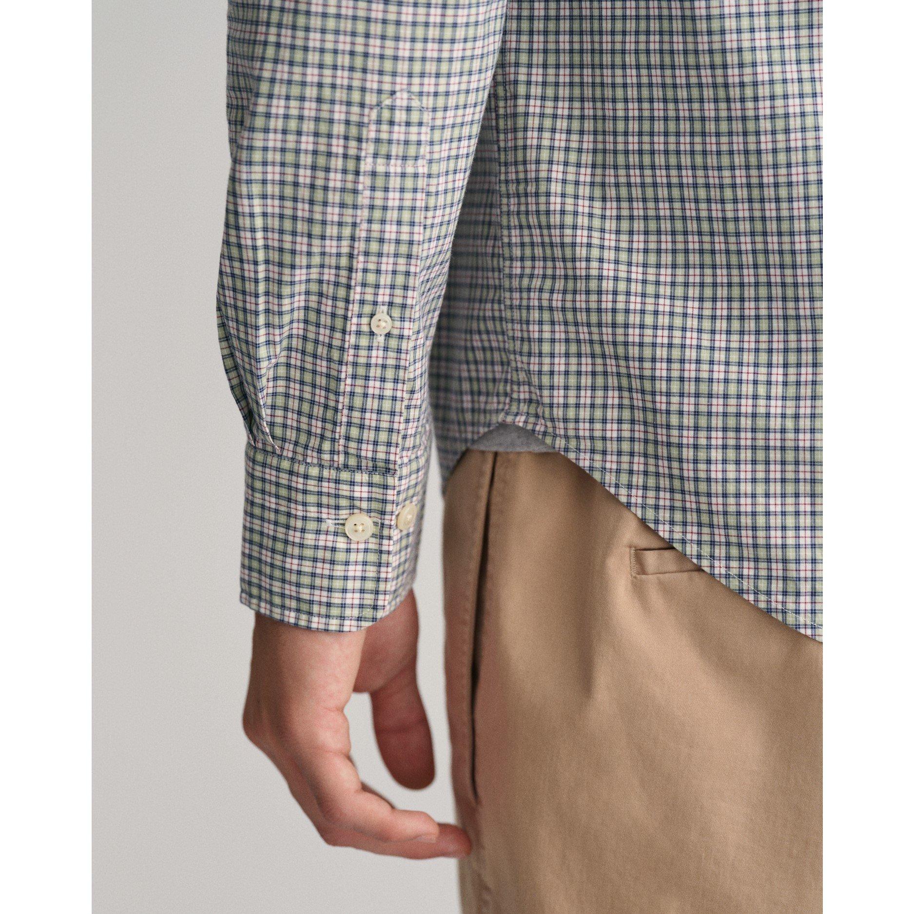 Melkachtige Matcha - Gant - Men's Micro Check Poplin Long-Sleeve Patterned Shirt - 6