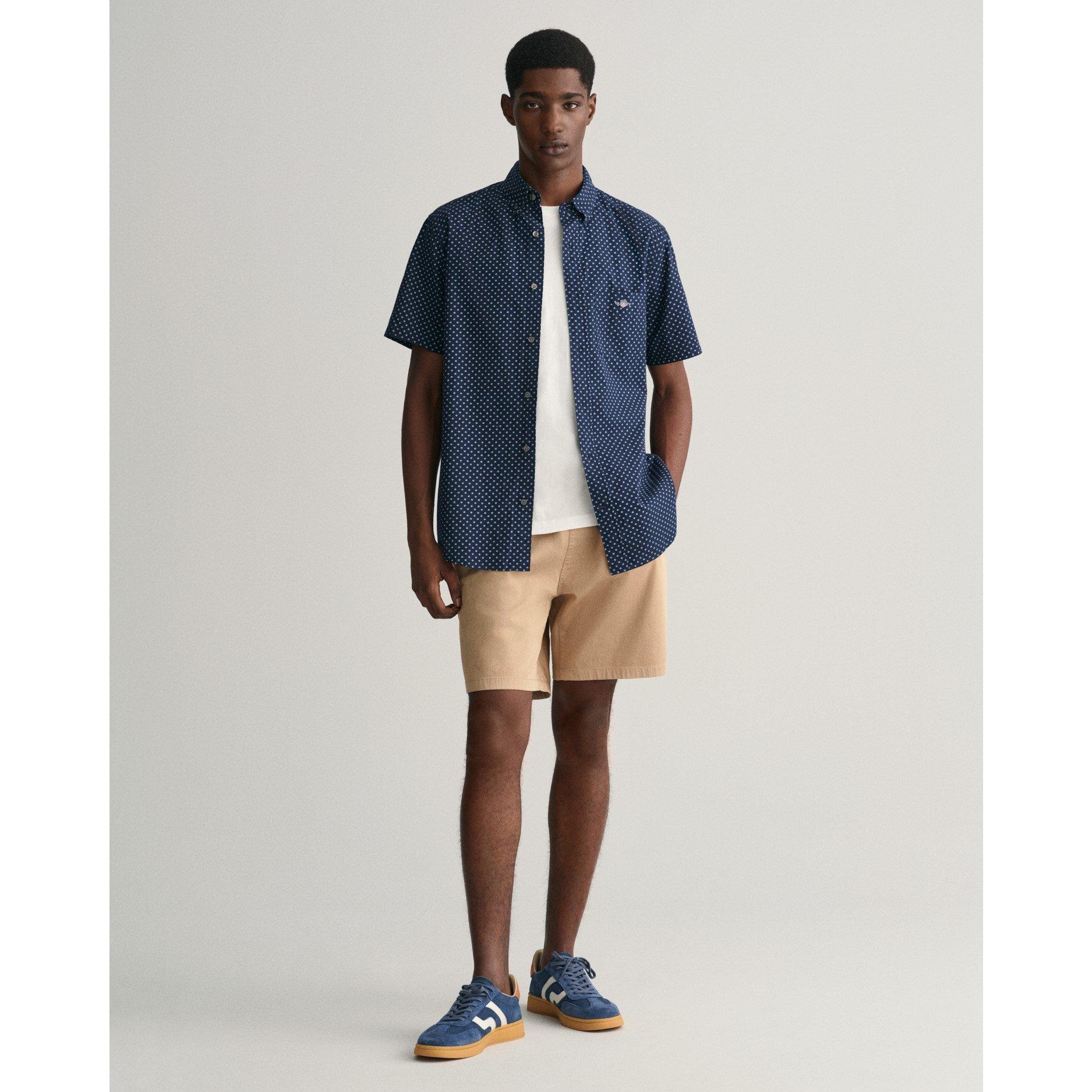 Marine - Gant - Men's Regular Micro Print Short-Sleeve Patterned Shirt - 2