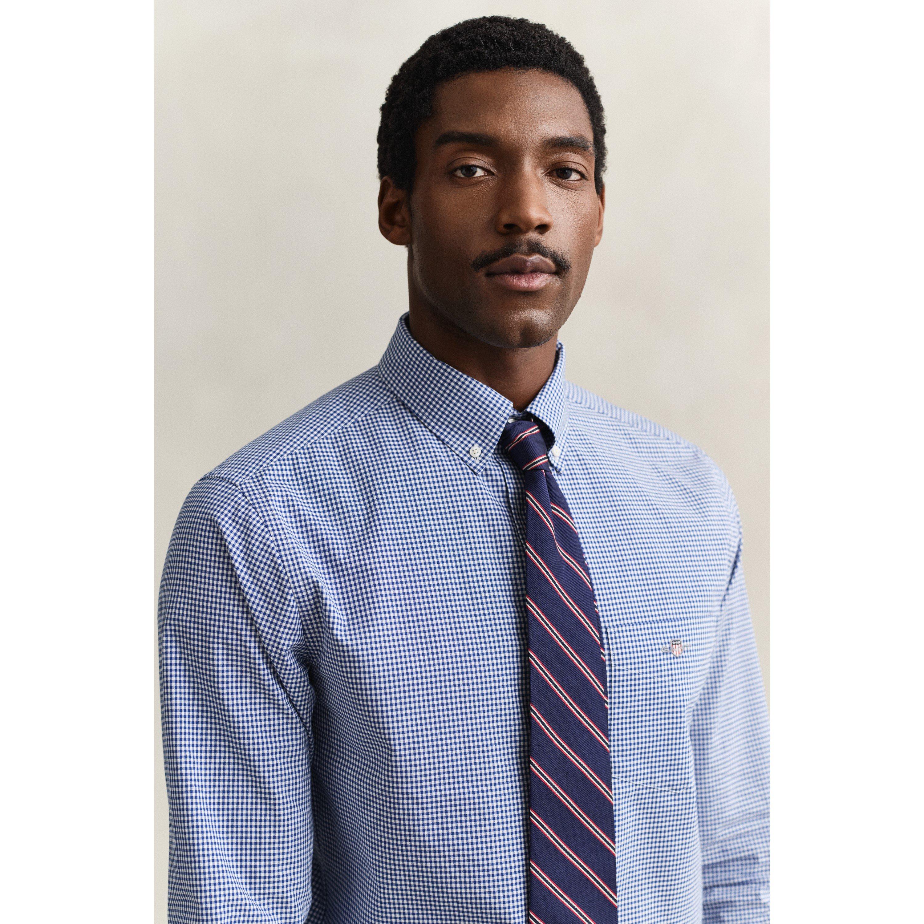 Collge Blue 436 - Gant - Men's Gingham Long Sleeve Patterned Shirt - 5