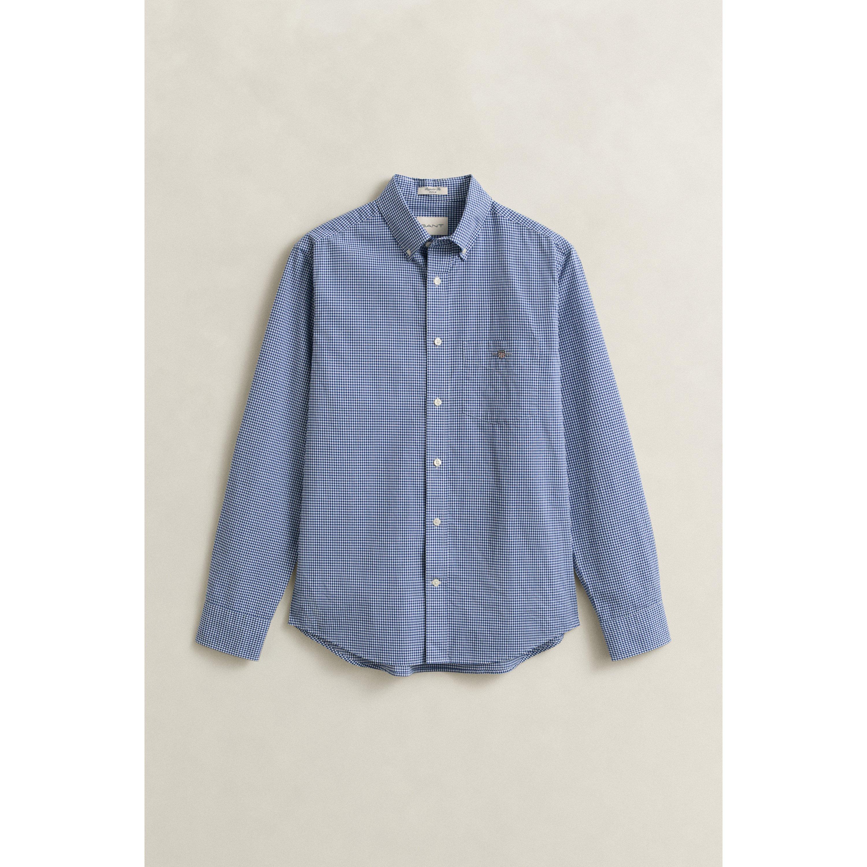 Collge Blue 436 - Gant - Men's Gingham Long Sleeve Patterned Shirt - 7