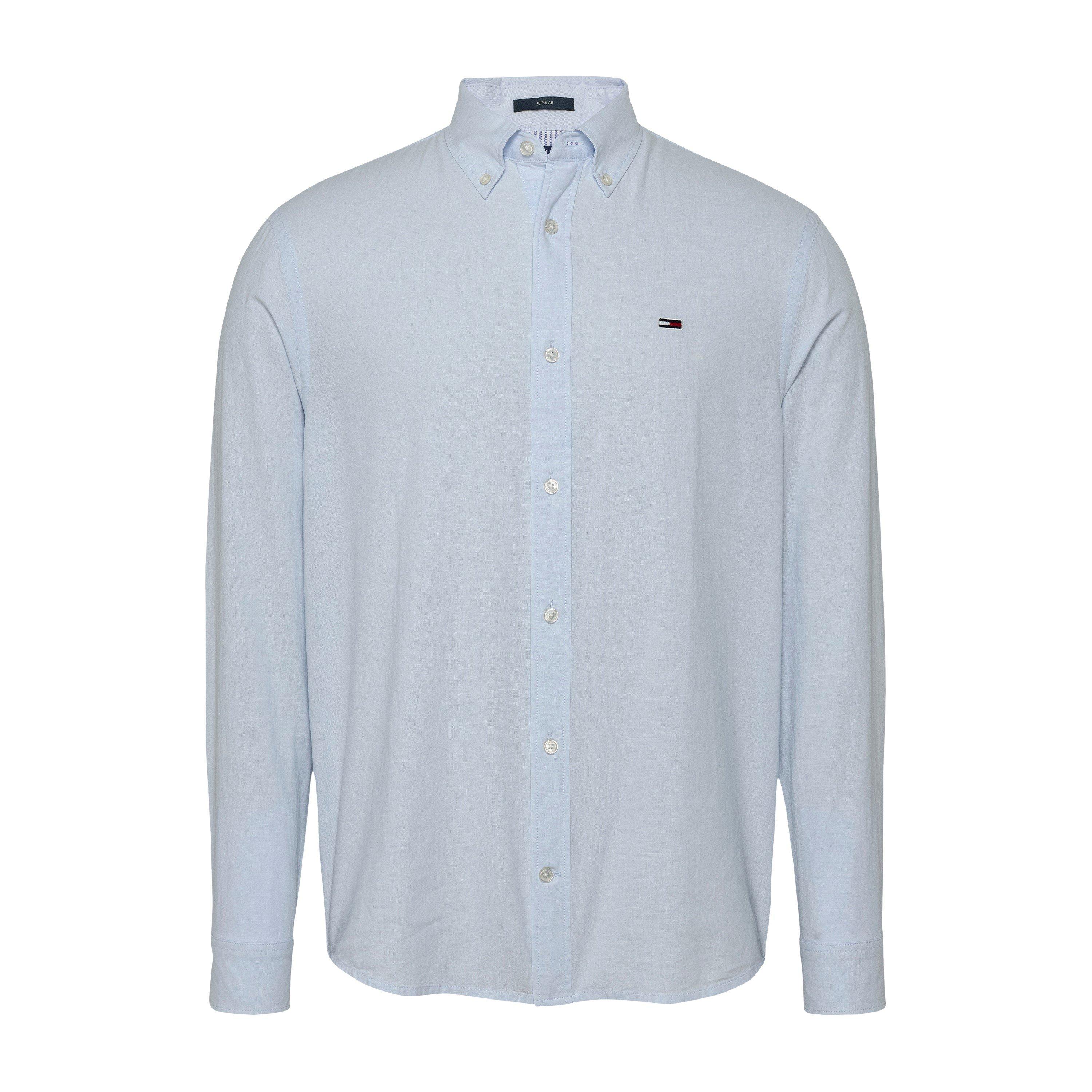 Tommy Jeans Men's Regular Linen Long-Sleeve Plain Shirt - Sweet Blue - S