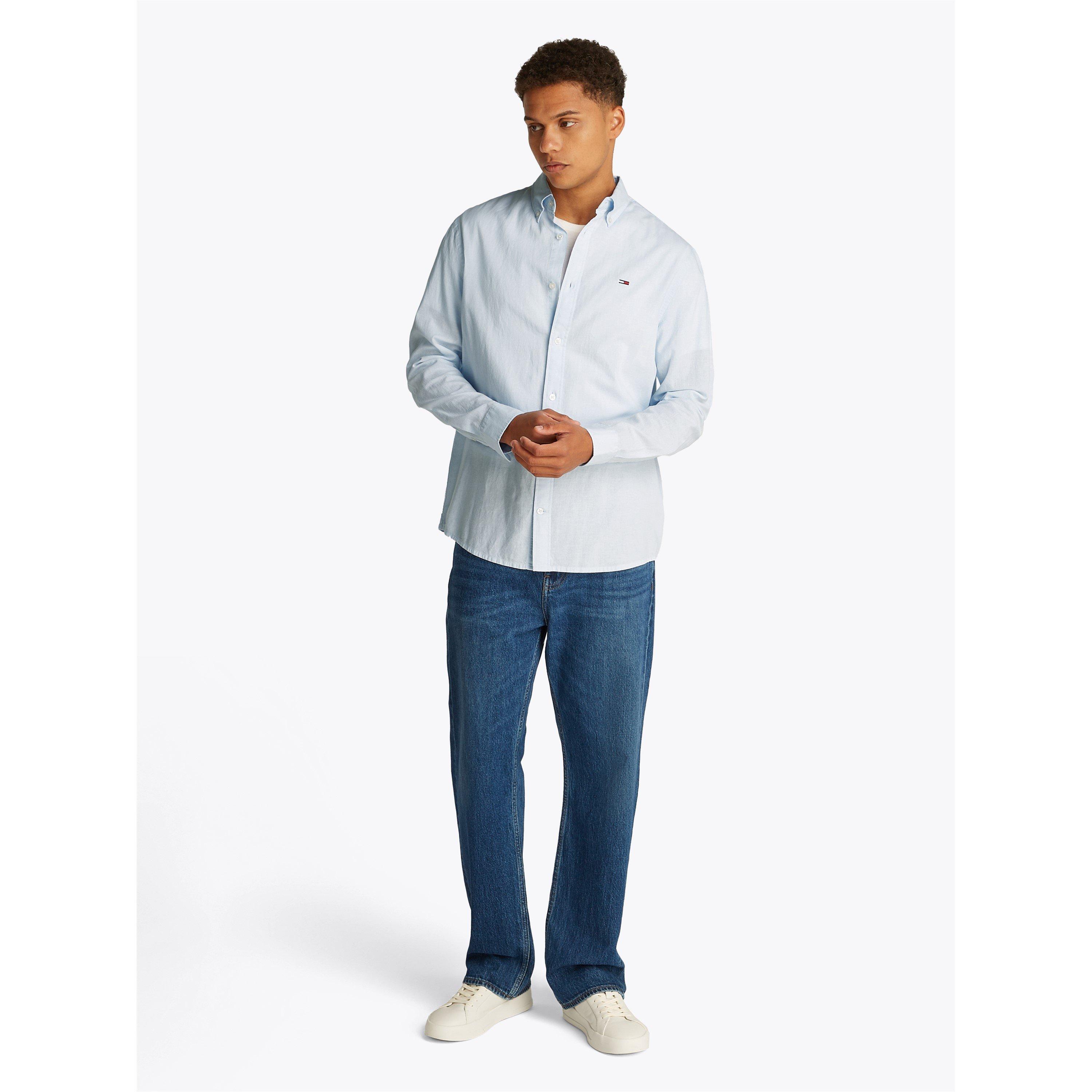 Dolce Blu - Tommy Jeans - Men's Regular Linen Long-Sleeve Plain Shirt - 3