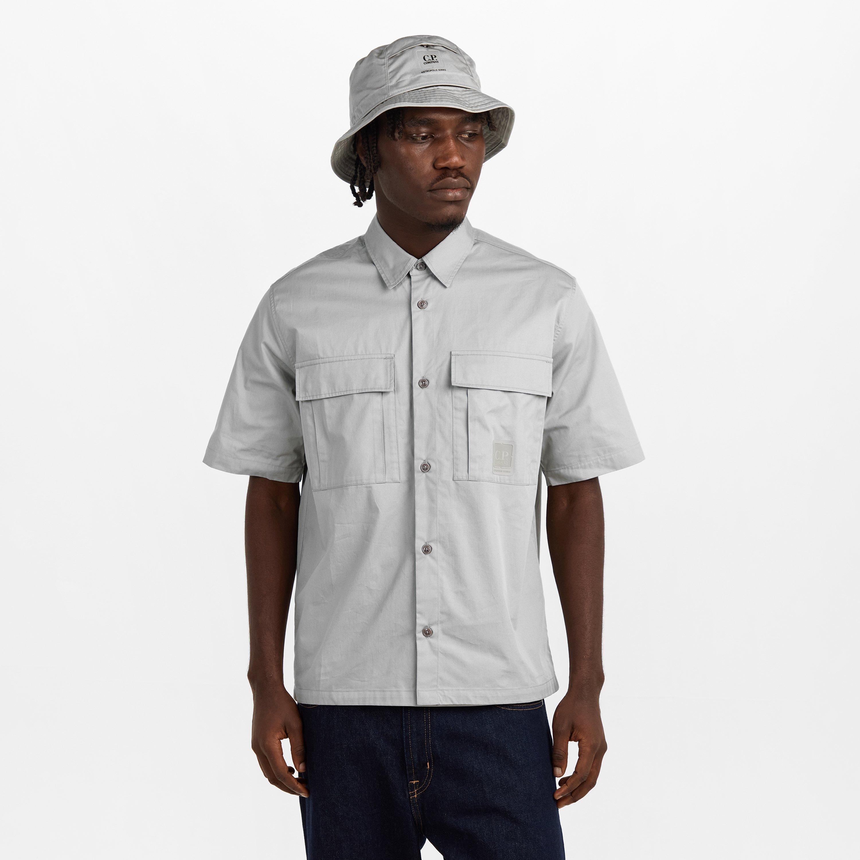 Flint Grey 936 - CP Company Metropolis - Men's Short Sleeve Plain Shirt - 3