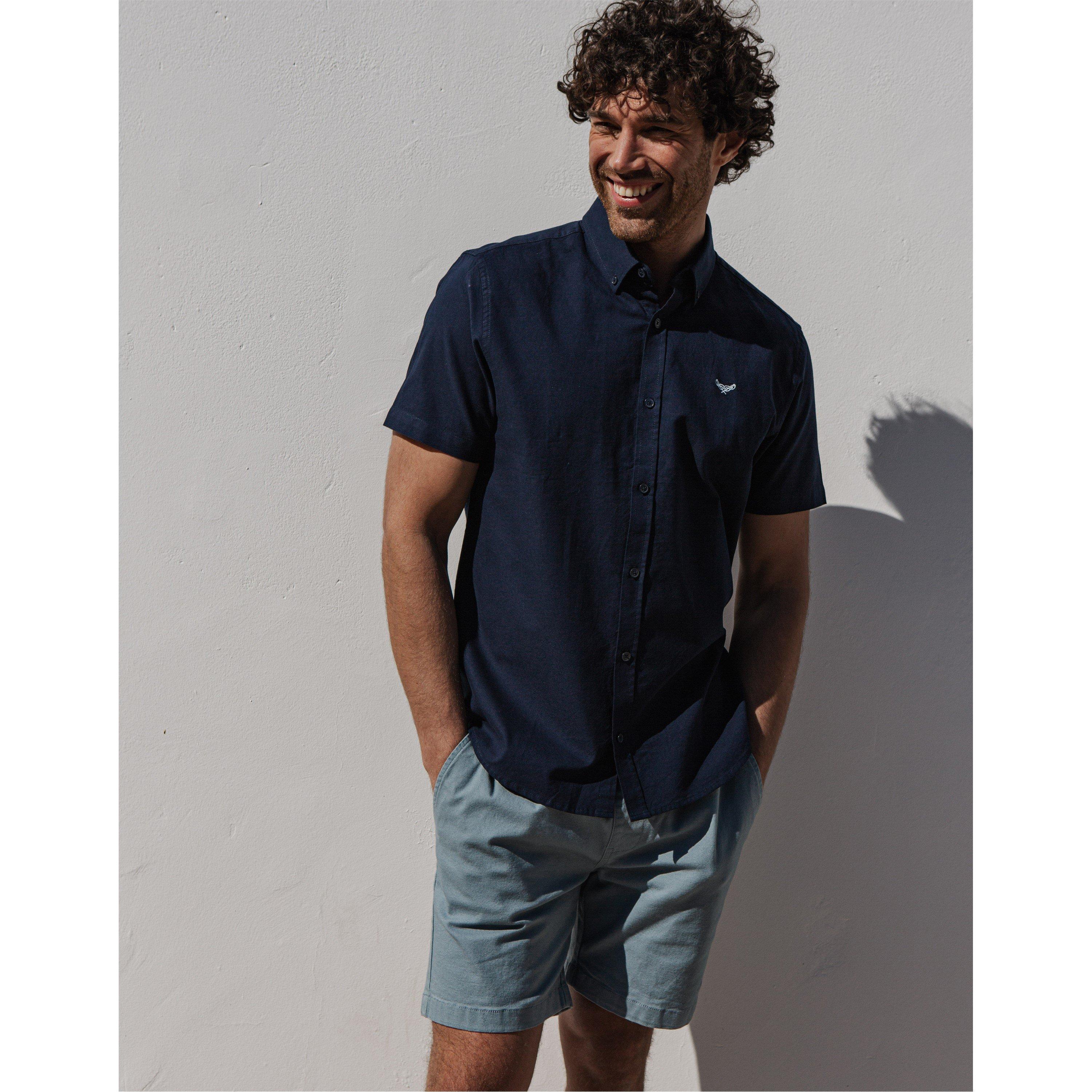  Navy - Threadbare - Inferno Short-Sleeve Oxford Shirt - 2