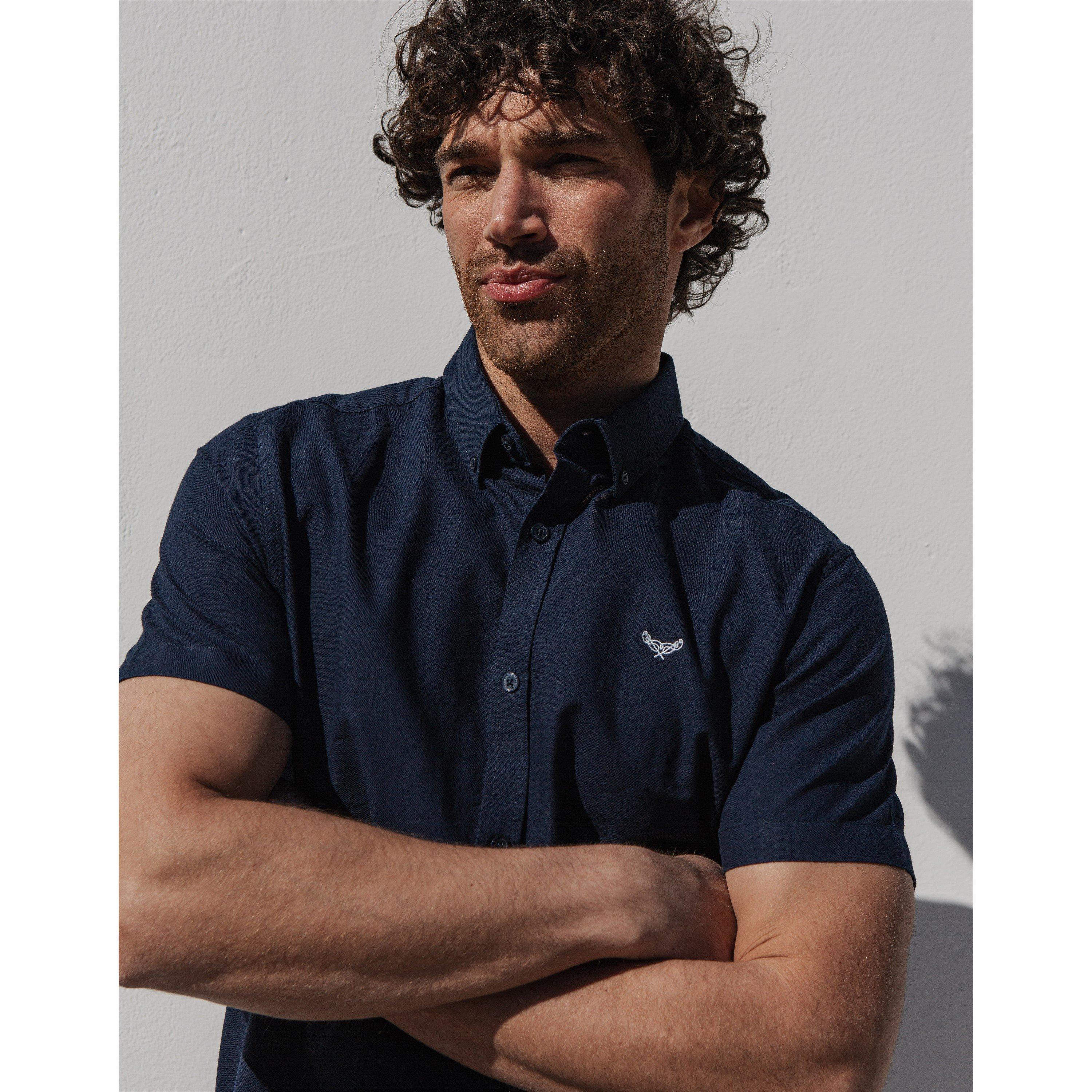  Navy - Threadbare - Inferno Short-Sleeve Oxford Shirt - 3