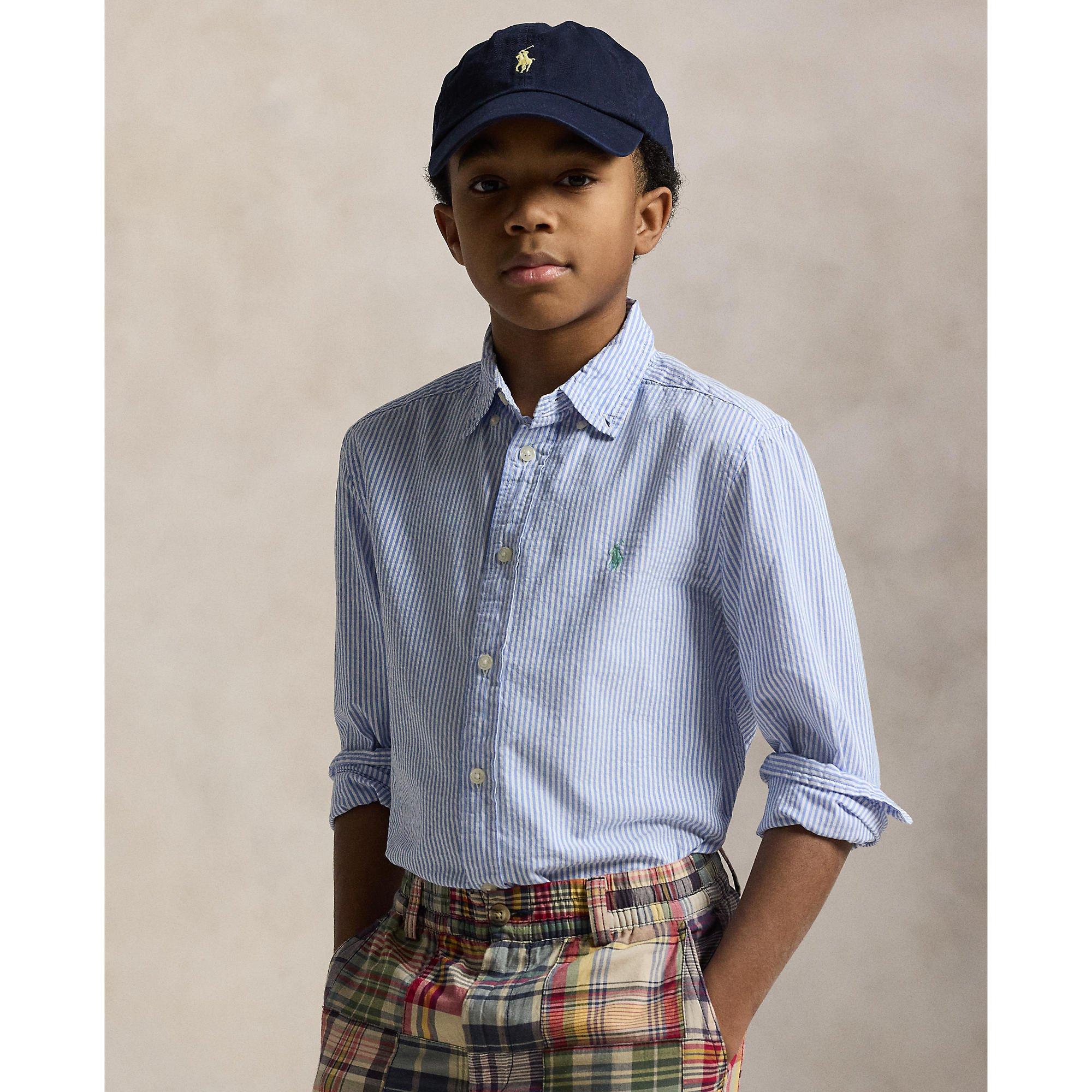 Blue White - Polo Ralph Lauren - Long Sleeve Striped Shirt Juniors - 3