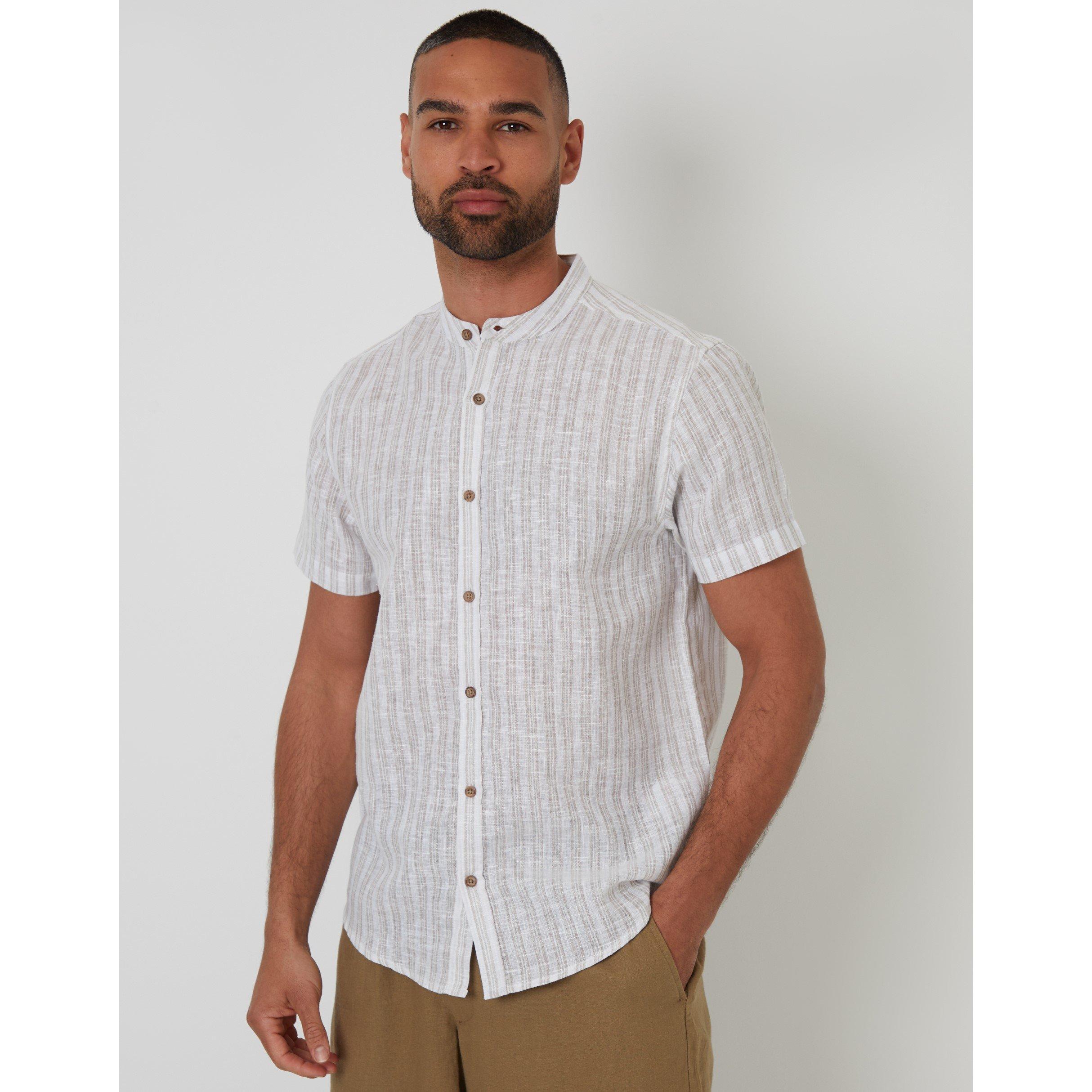 Natural - Threadbare - Men's Papa Short-Sleeve Patterned Shirt - 1