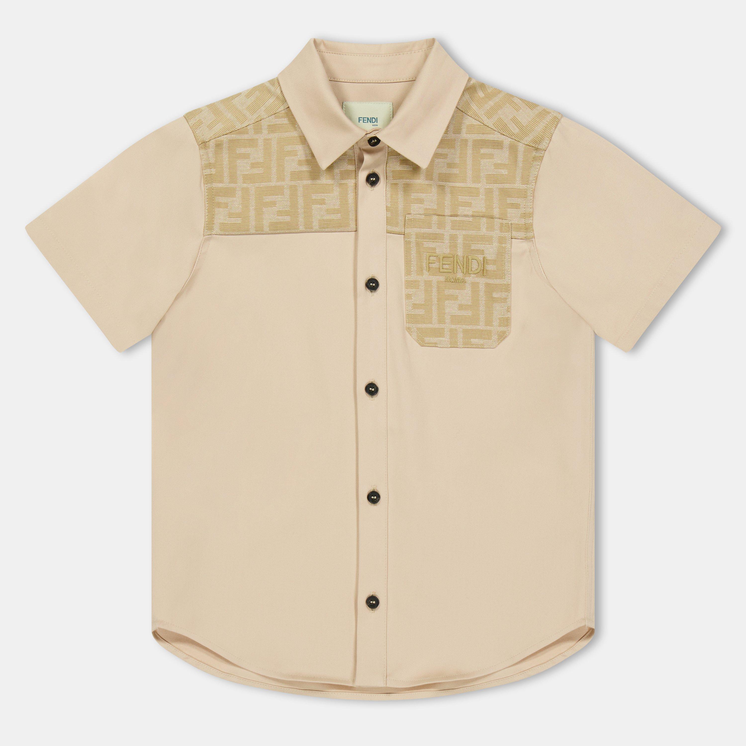Beige F192N - Fendi - Kids' Oxford Short Sleeve Shirt - 1
