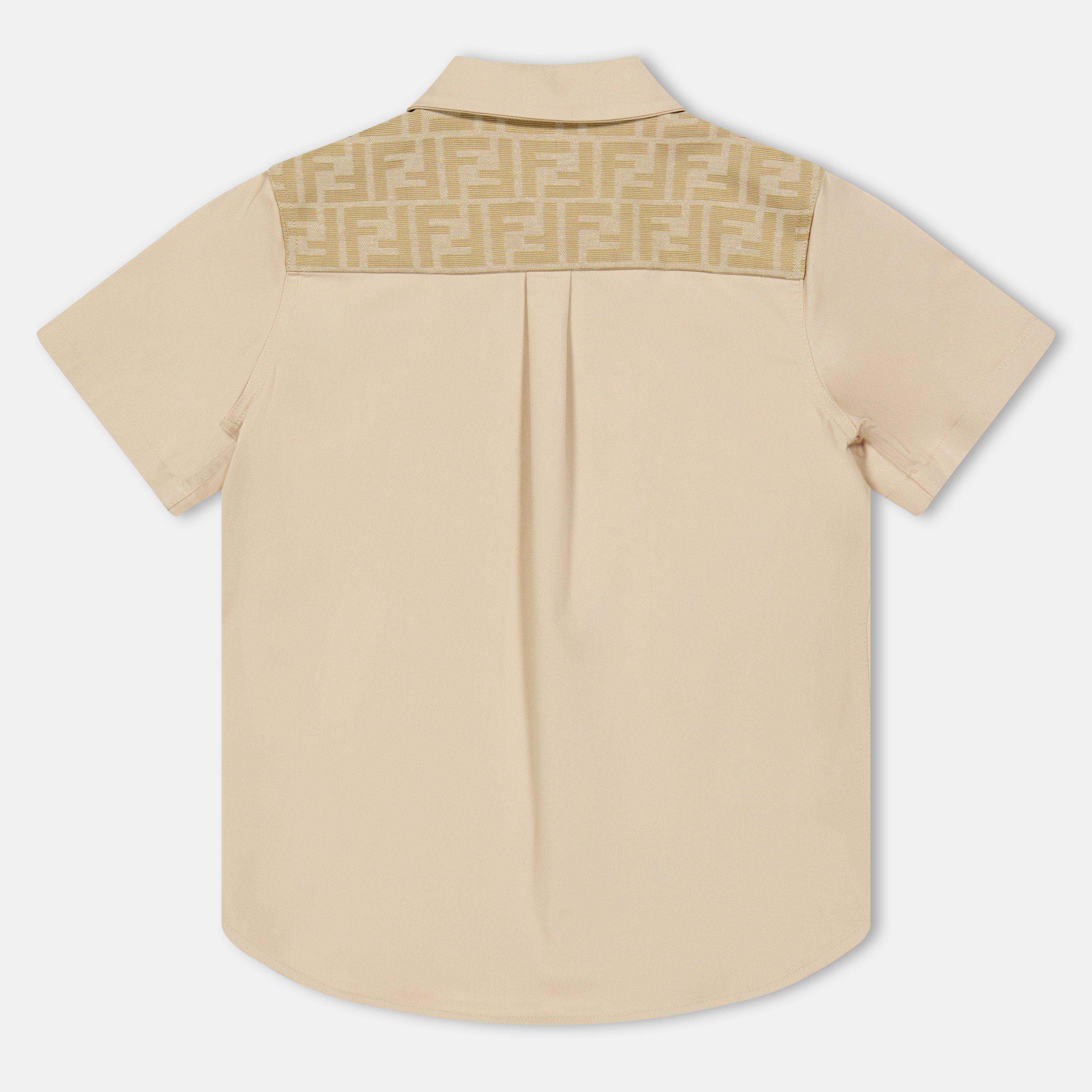 Beige F192N - Fendi - Kids' Oxford Short Sleeve Shirt - 2