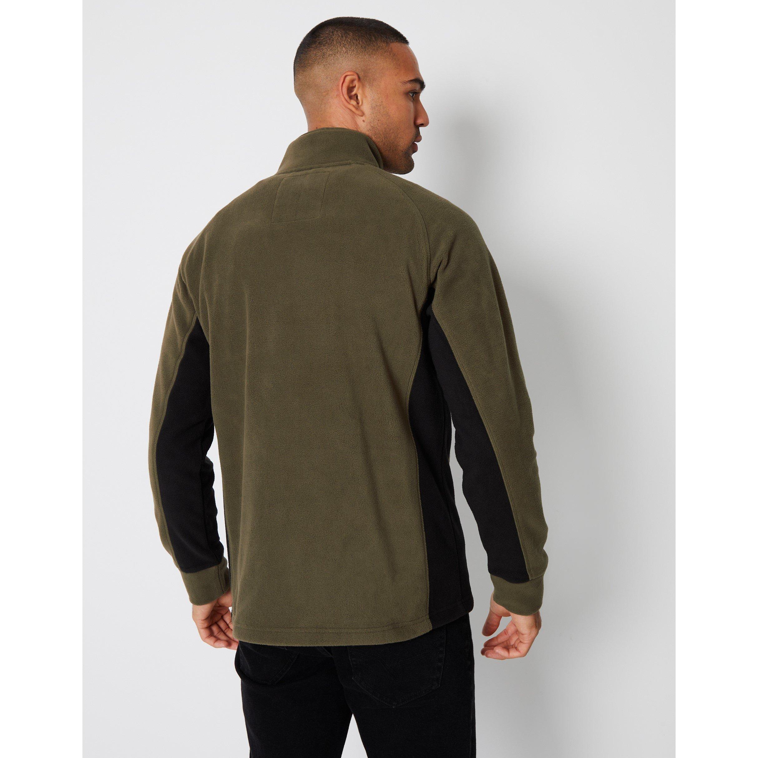Kaki - Threadbare - Men's Contrast Side Panel 1/4 Zip Fleece Fabric - 3