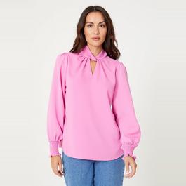 Be You Ladies Twist Neck Blouse