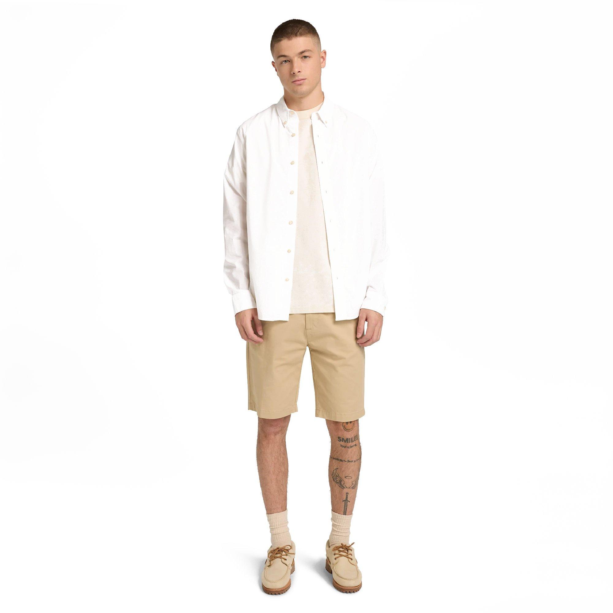 White - Timberland - Timberland Long Sleeve Stretch Poplin Shirt Bl - 5