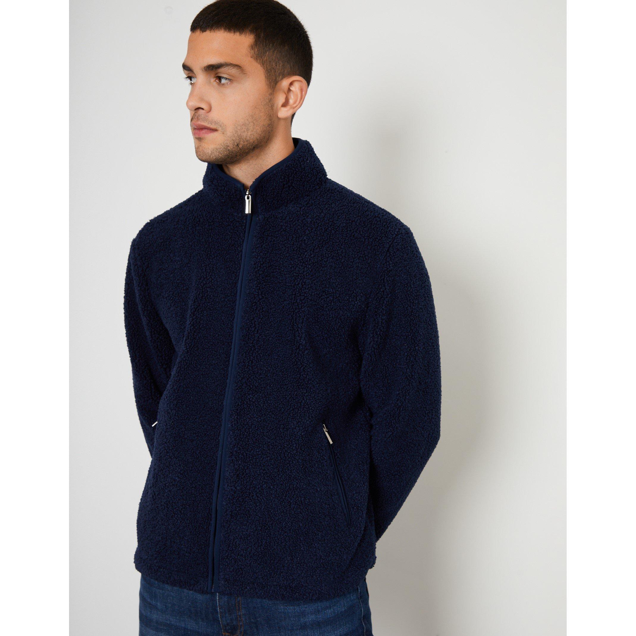 Navy - Threadbare - Full Zip Borg Fleece - 2