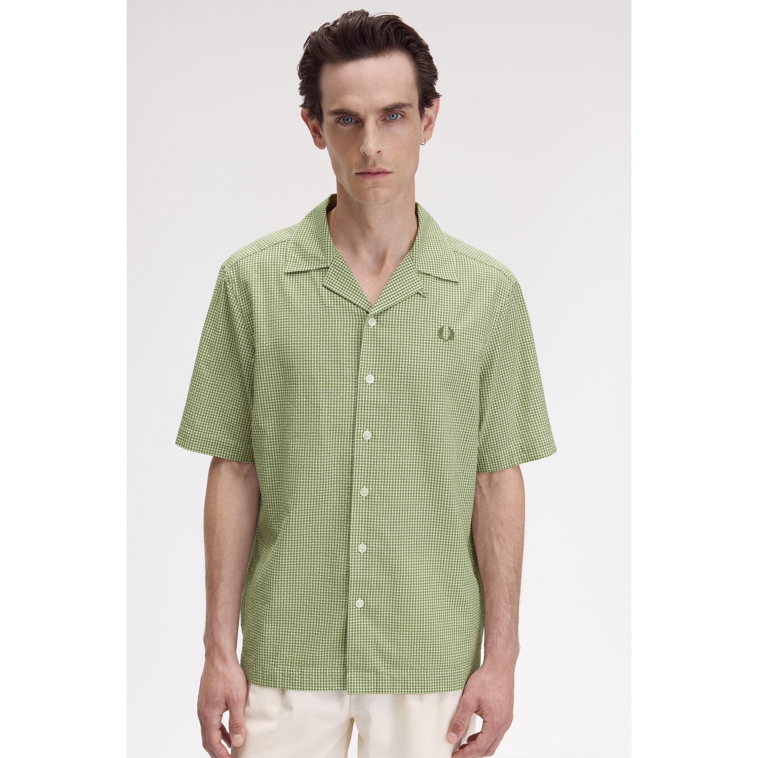 Olive Mint X88 - Fred Perry - Men's Gingham Short Sleeve Shirt - 2