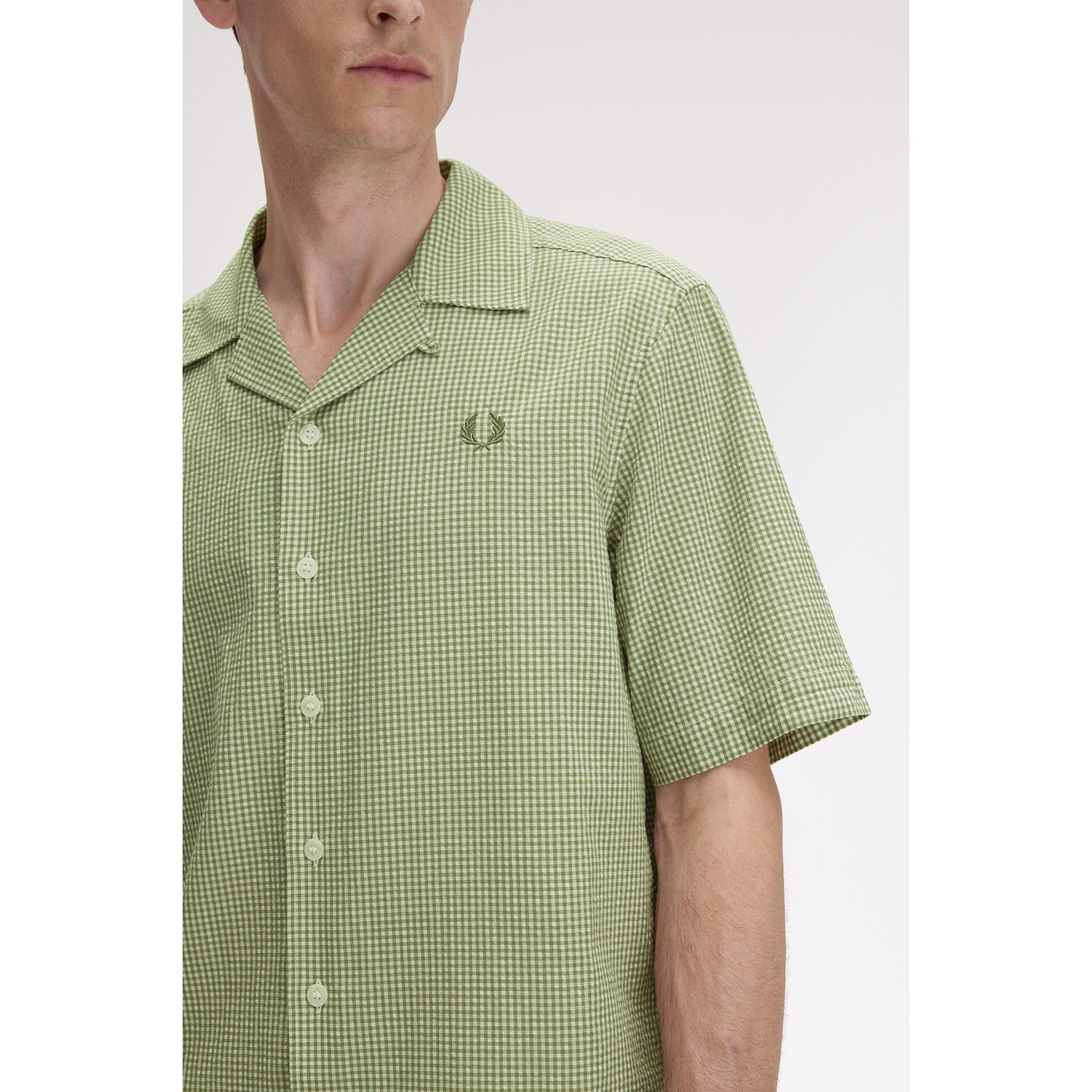 Olive Mint X88 - Fred Perry - Men's Gingham Short Sleeve Shirt - 3