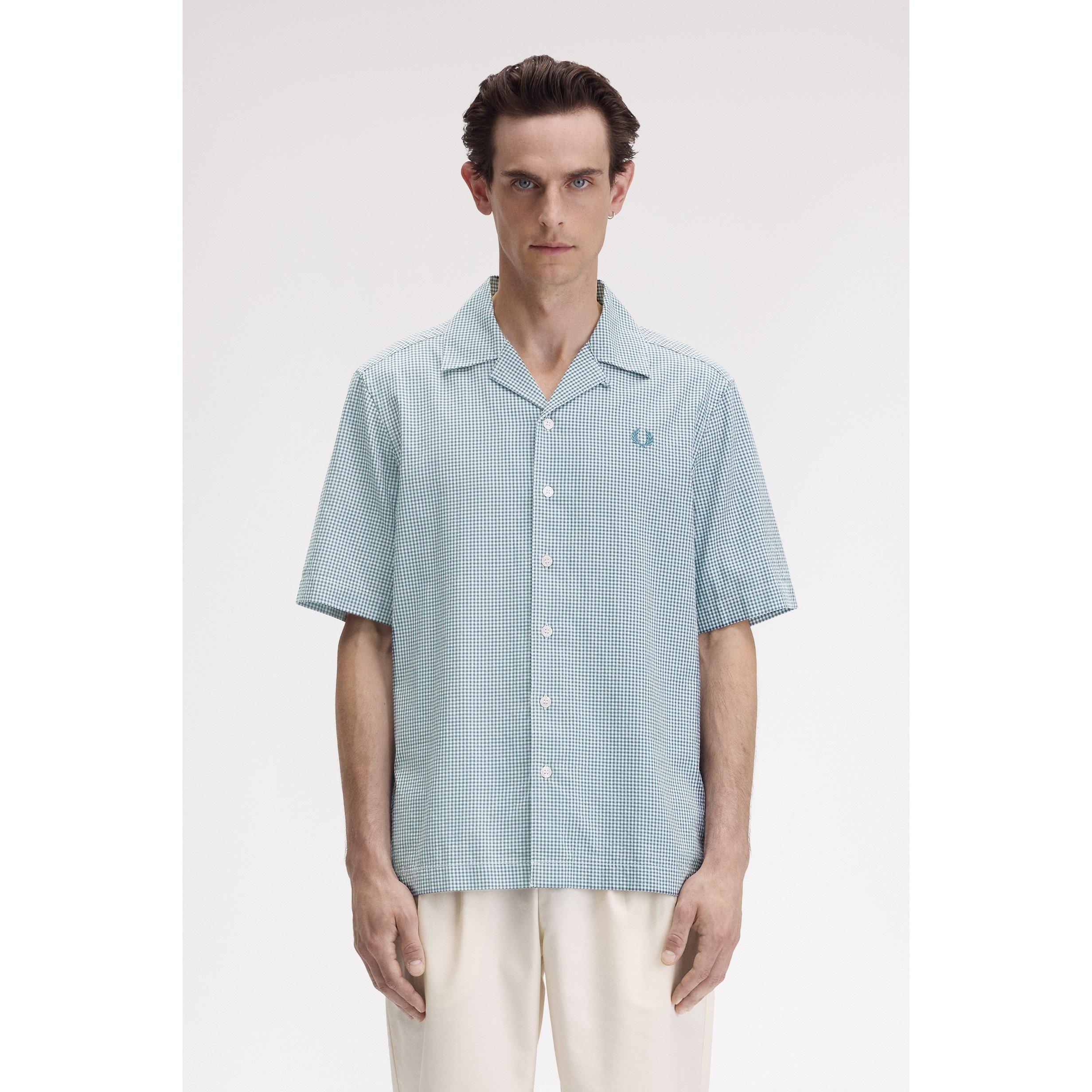 Light Smoke 353 - Fred Perry - Men's Gingham Short Sleeve Shirt - 1