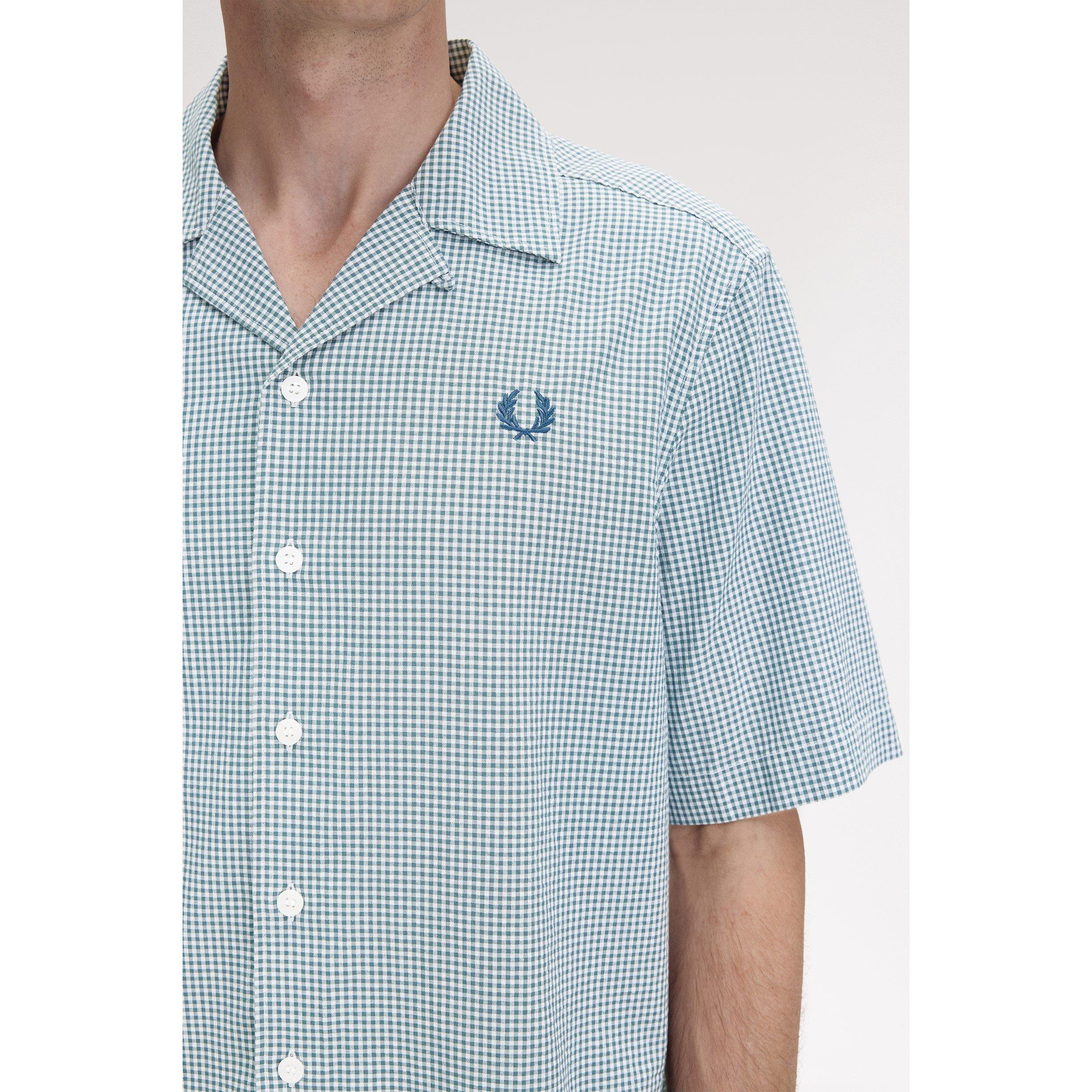 Light Smoke 353 - Fred Perry - Men's Gingham Short-Sleeve Patterned Shirt - 3