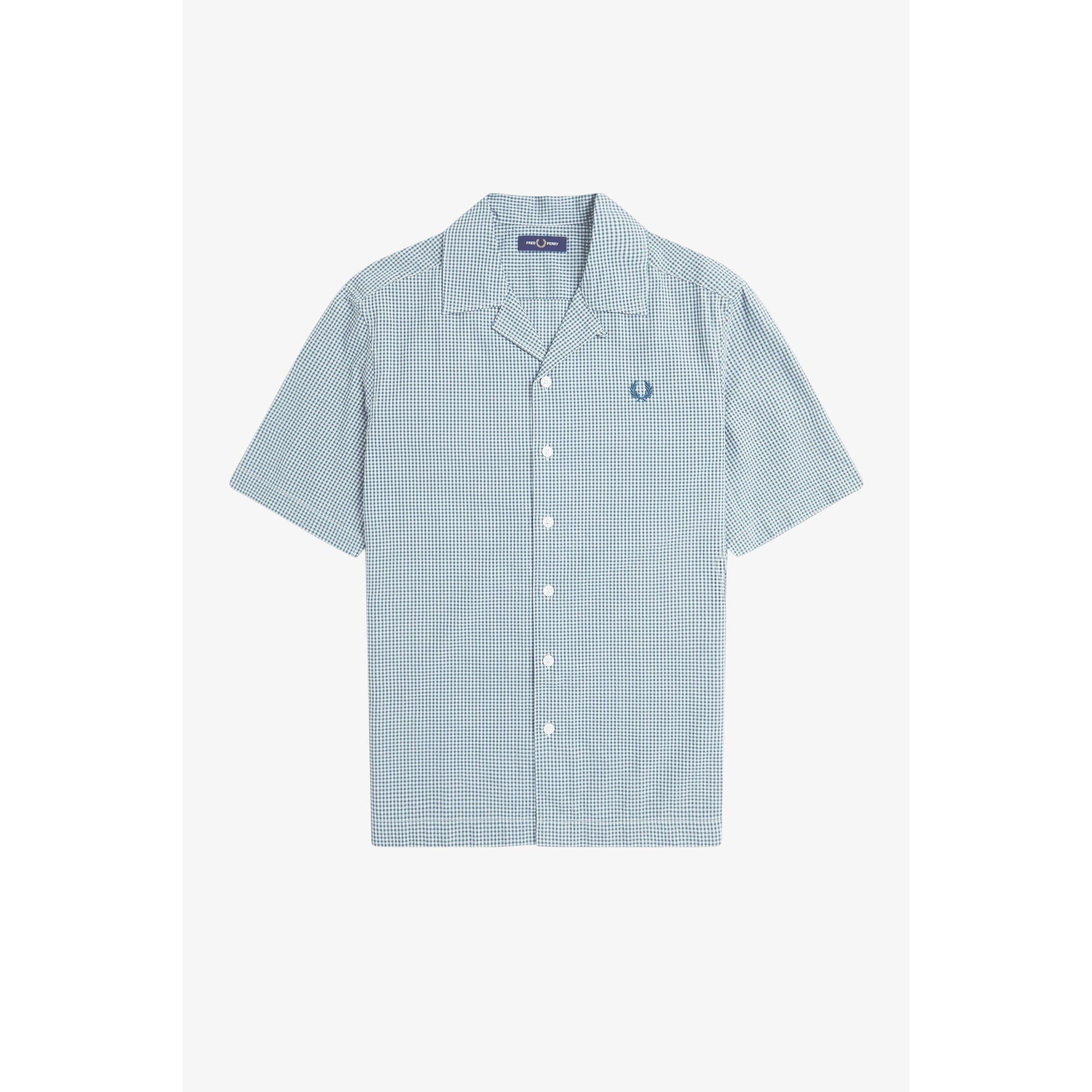 Light Smoke 353 - Fred Perry - Men's Gingham Short-Sleeve Patterned Shirt - 5