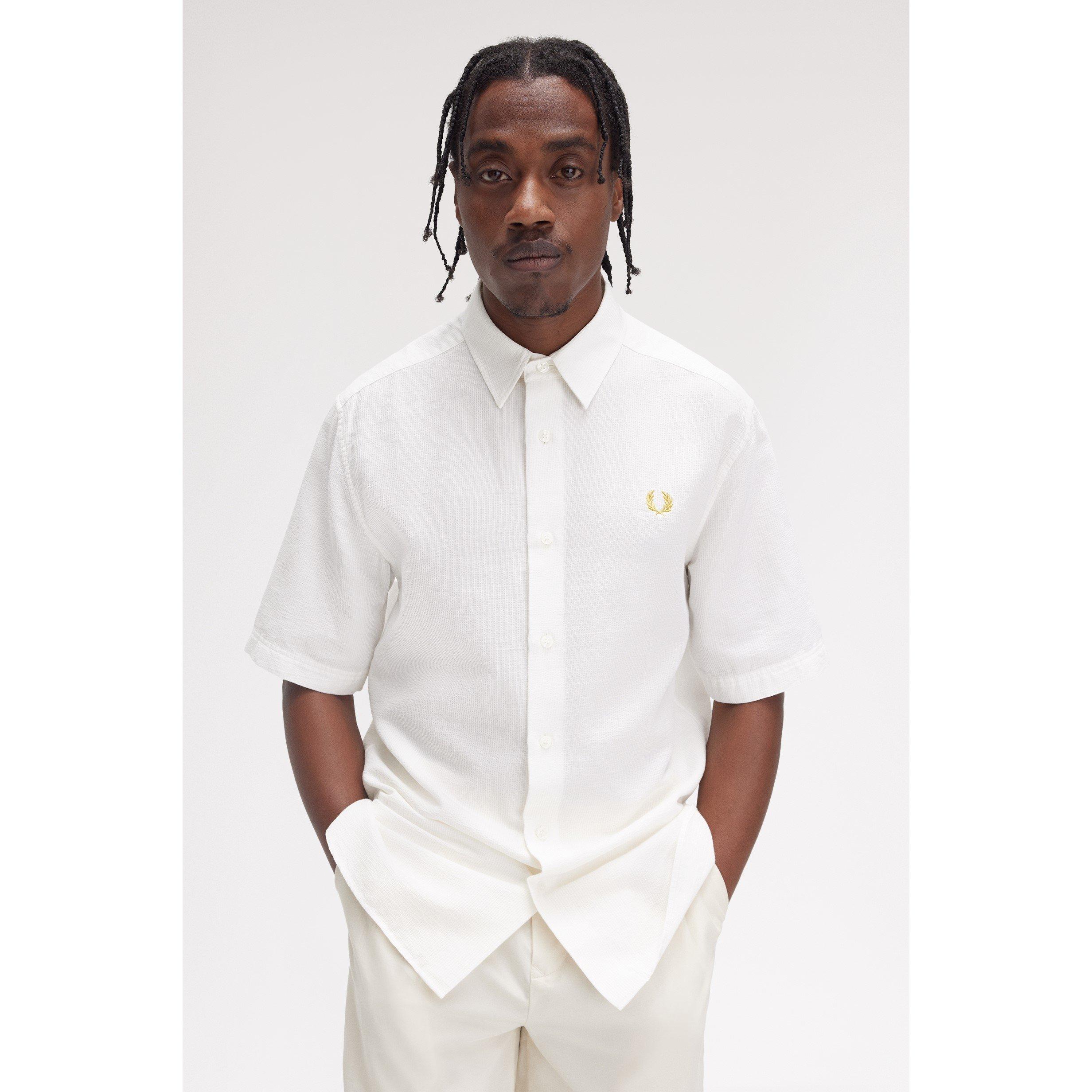 Snow White 129 - Fred Perry - Men's Seersucker Short Sleeve Shirt - 1