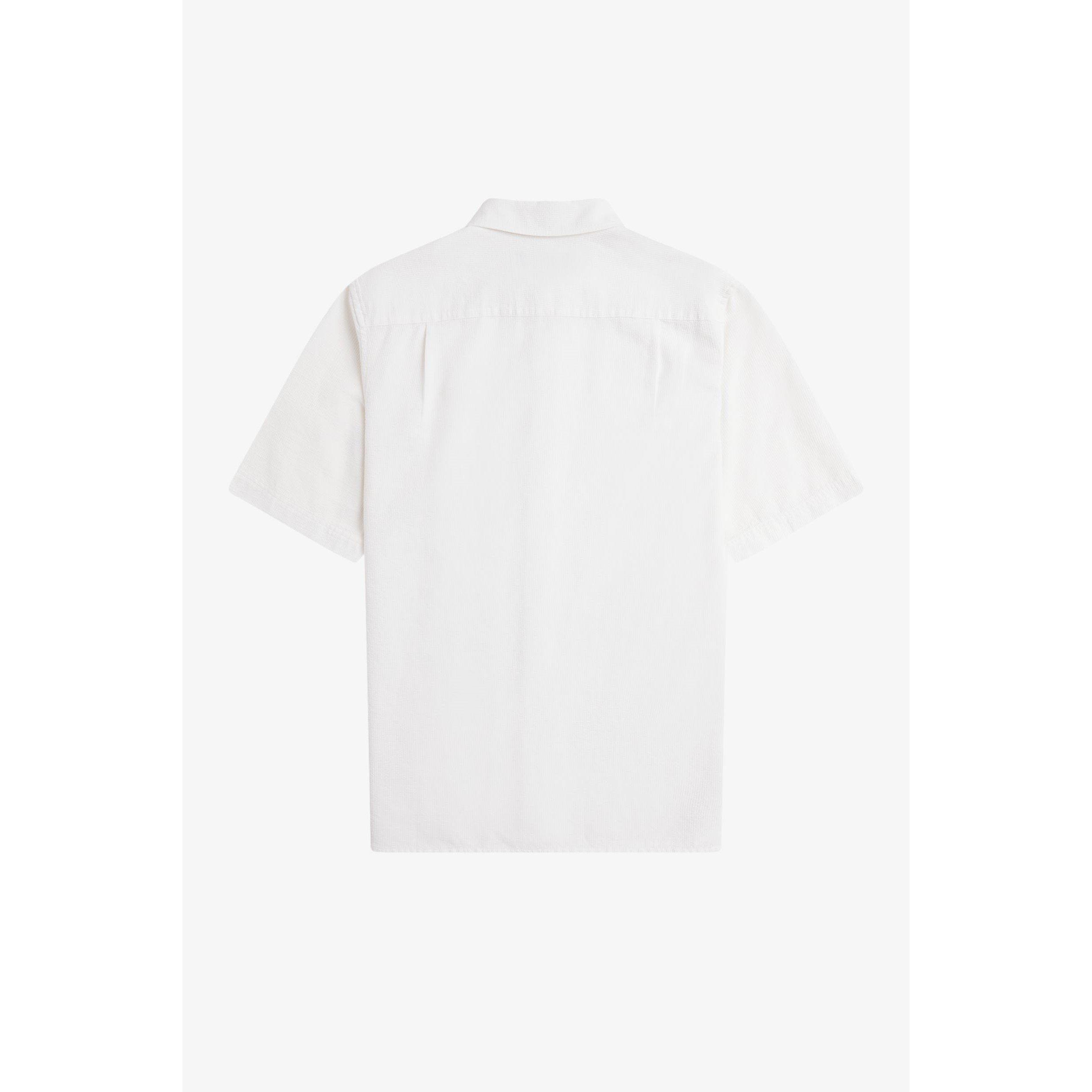 Snow White 129 - Fred Perry - Men's Seersucker Short-Sleeve Patterned Shirt - 5
