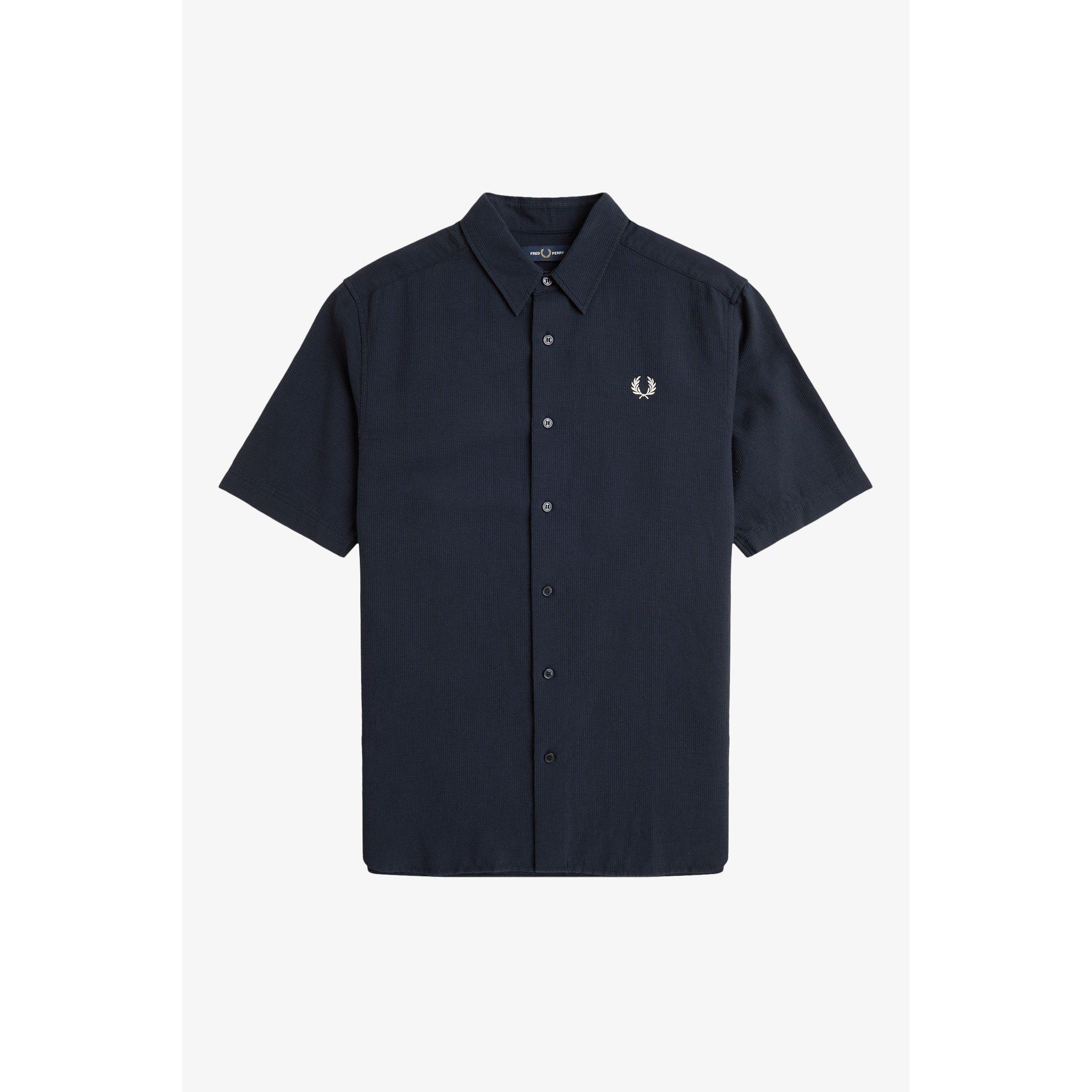 Navy 608 - Fred Perry - Men's Seersucker Short Sleeve Shirt - 4
