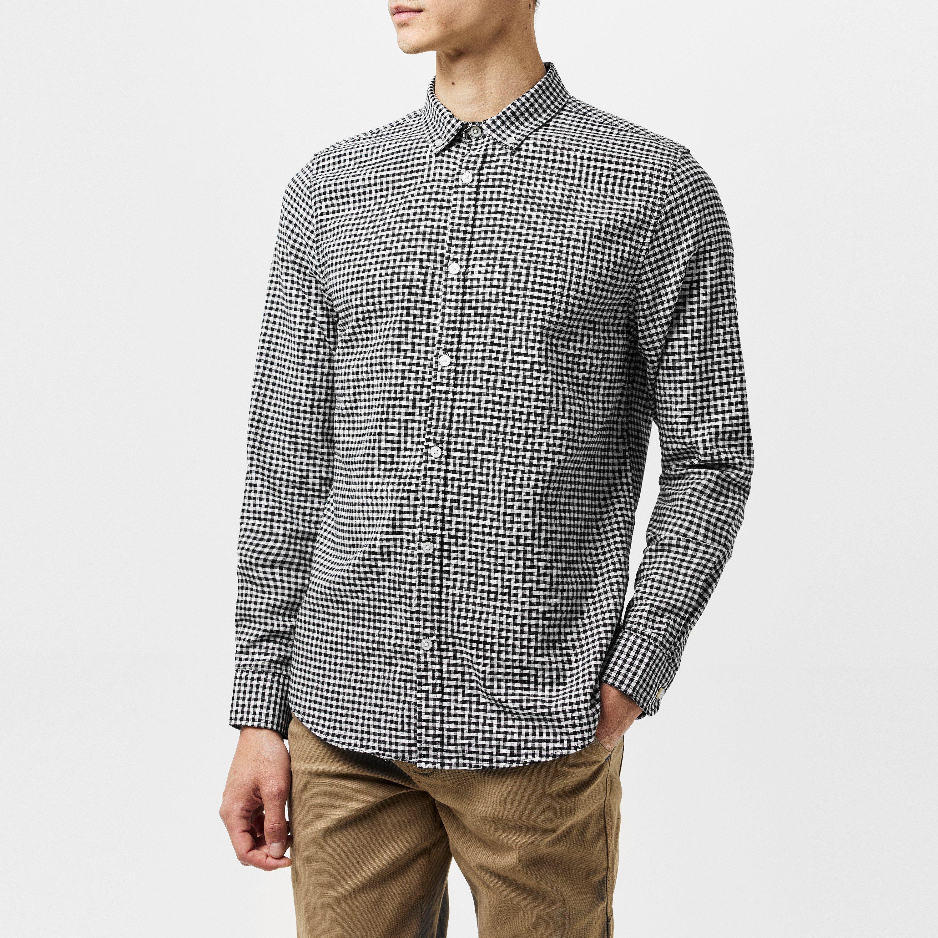 Een zwarte - Nicce - Threadbare Cheque Cotton Long-Sleeve Oxford Shirt - 3