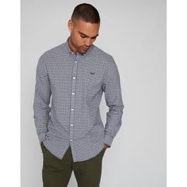 Threadbare Check Cotton Long Sleeve Shirt Mens