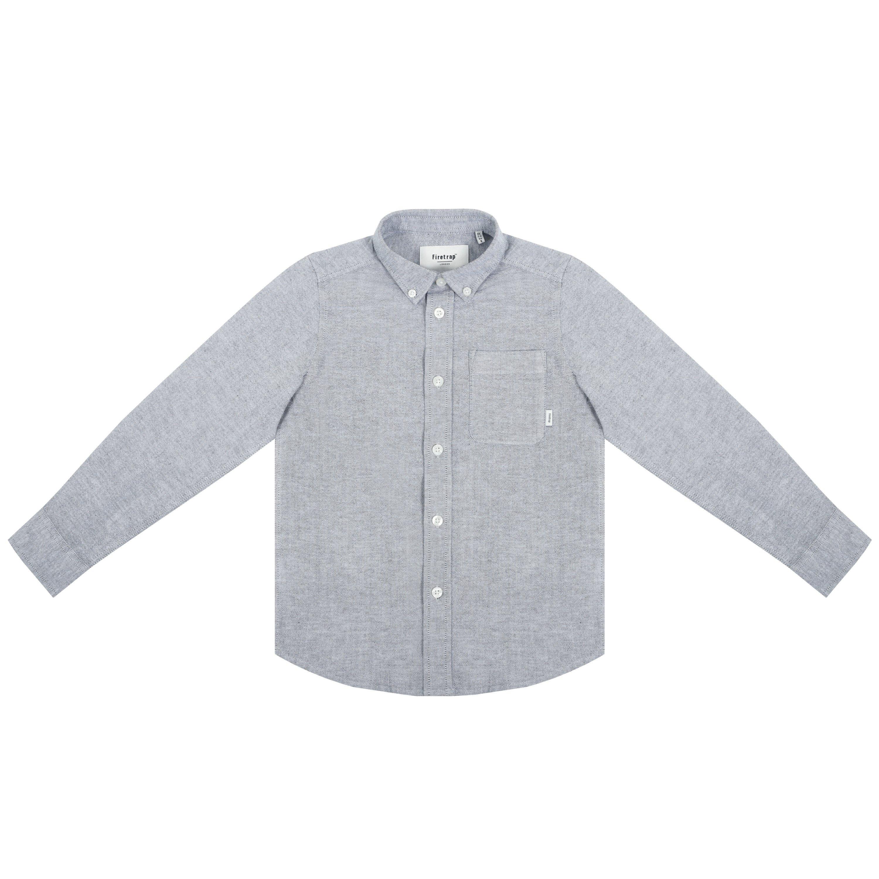 Firetrap Boys Long-Sleeve Oxford Shirt - Grey - 13 (XL)