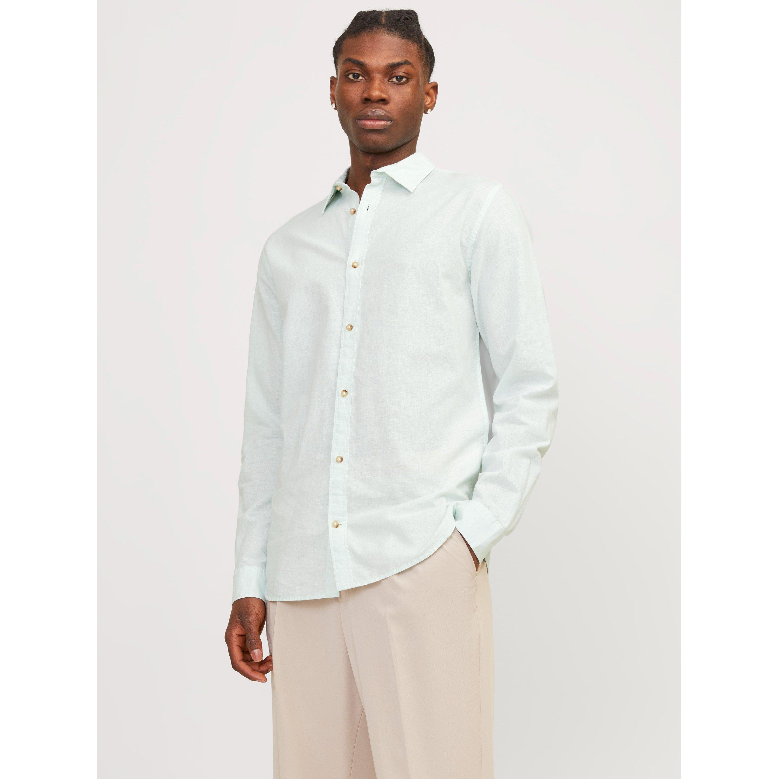 Jack And Jones Men's Jw Long-Sleeve Linen Shirt - Soothing Sea - XL